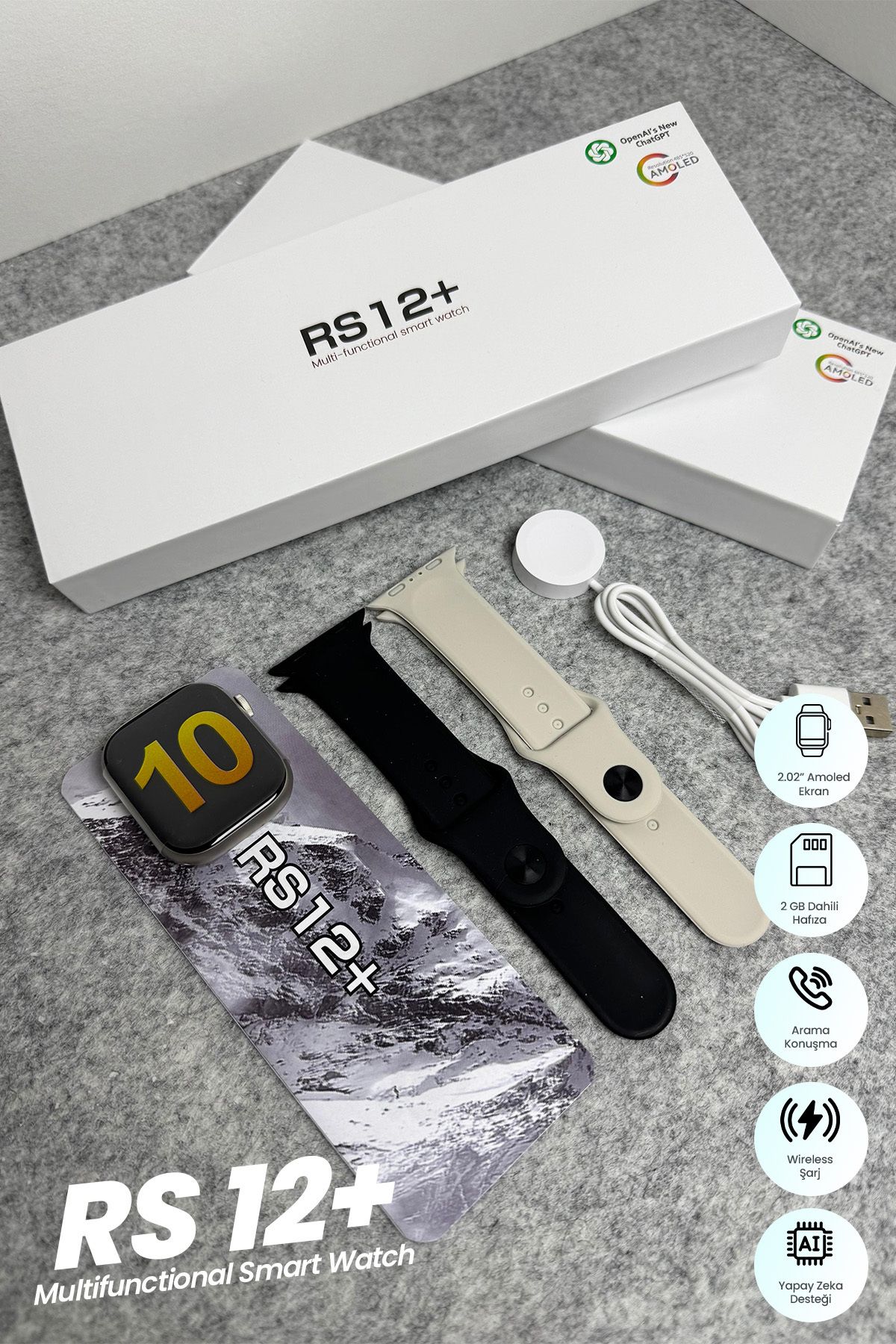 teknotrust Watch10 RS12+ Akıllı Saat Iphone Uyumlu Ve Android Tüm Telefonlara Uyumlu Smartwatch ChatGPT 2GB RAM