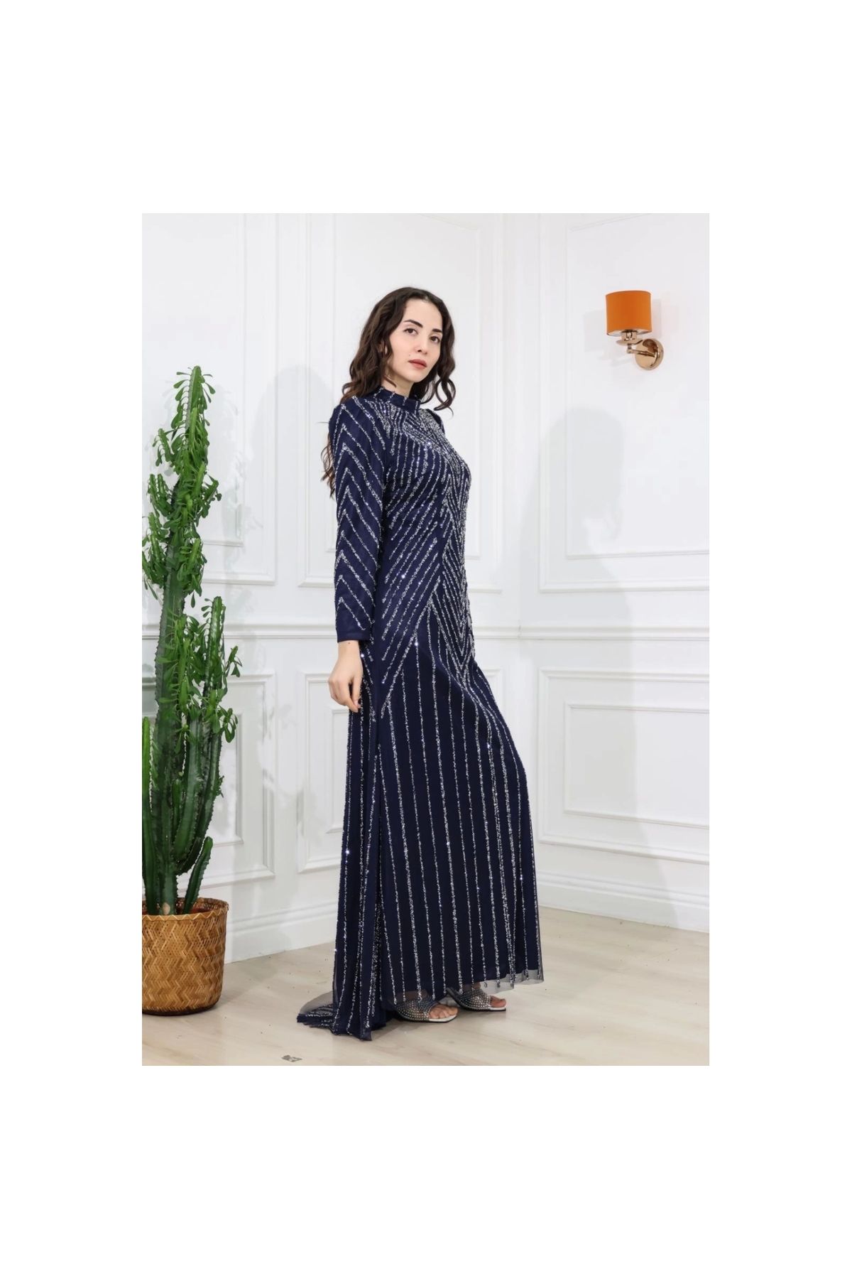 Moda Sezaver Tesetttür Abiye | Büyük Beden Elbise | Aloria Abiye - Laciver