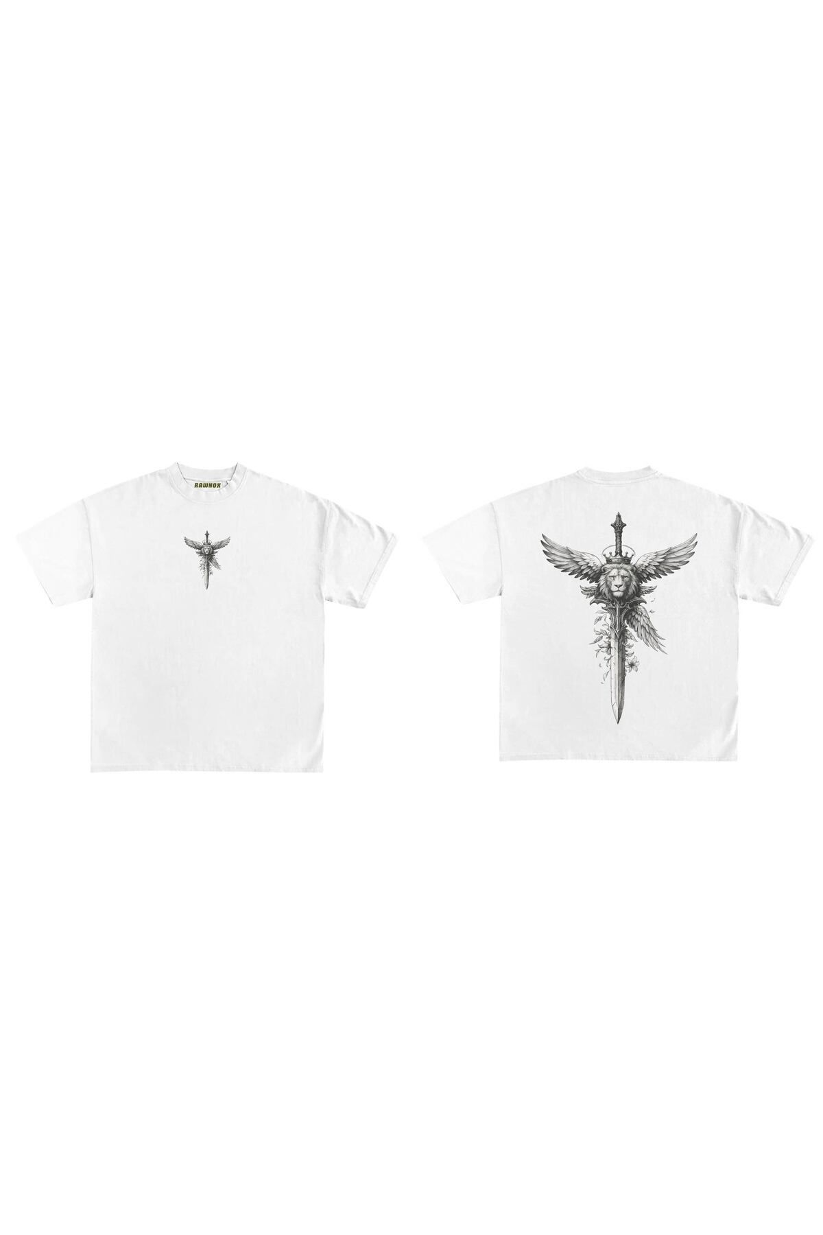 RawNox Unisex Bol Kalıp RawNox Özel Koleksiyon Knife Leon Baskılı Tshirt