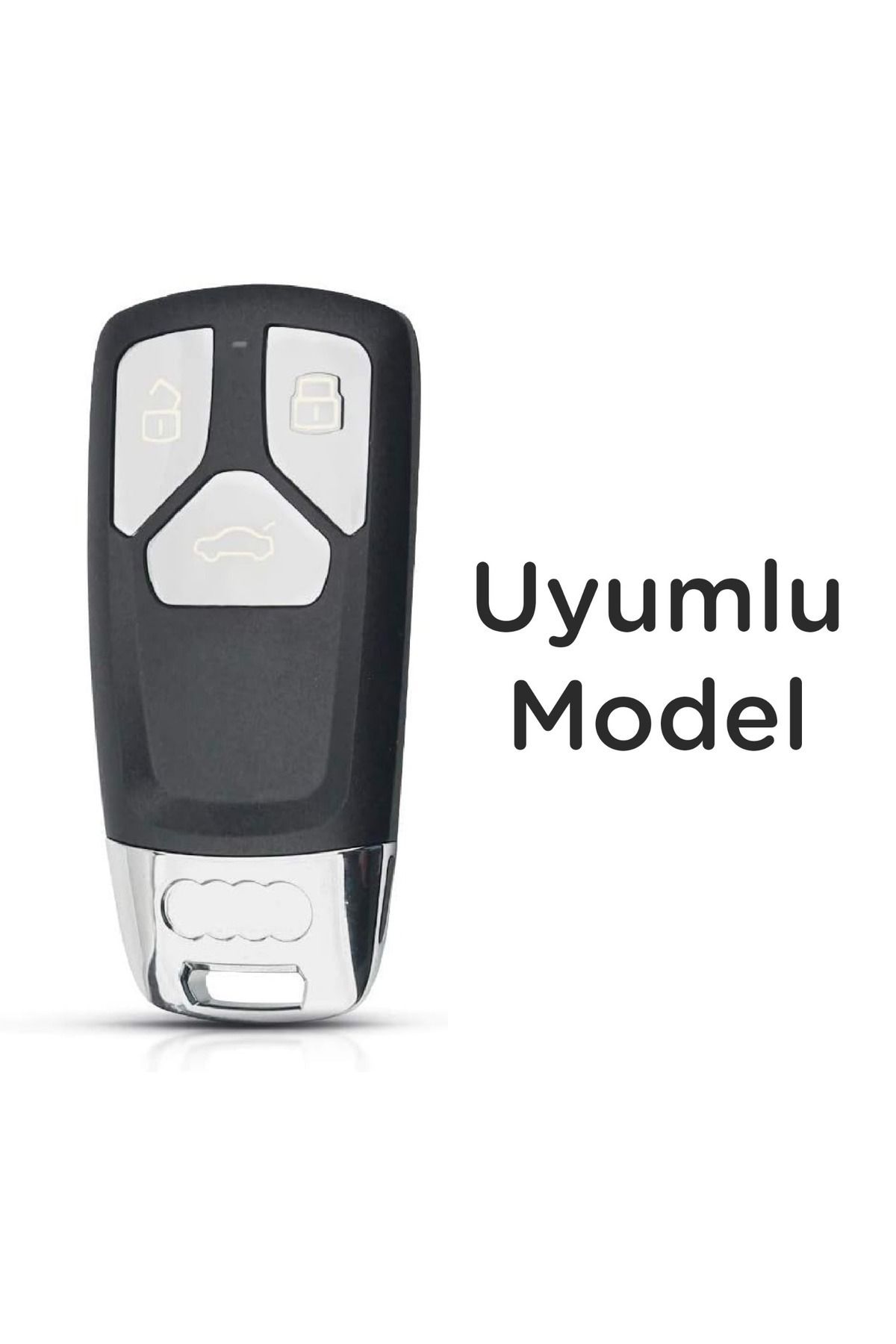 Luxe Aksesuarr-Audi Smart New Model B9 Q5 Q7 3 Button Protection Key Controller Metal Case Leather Gray 2