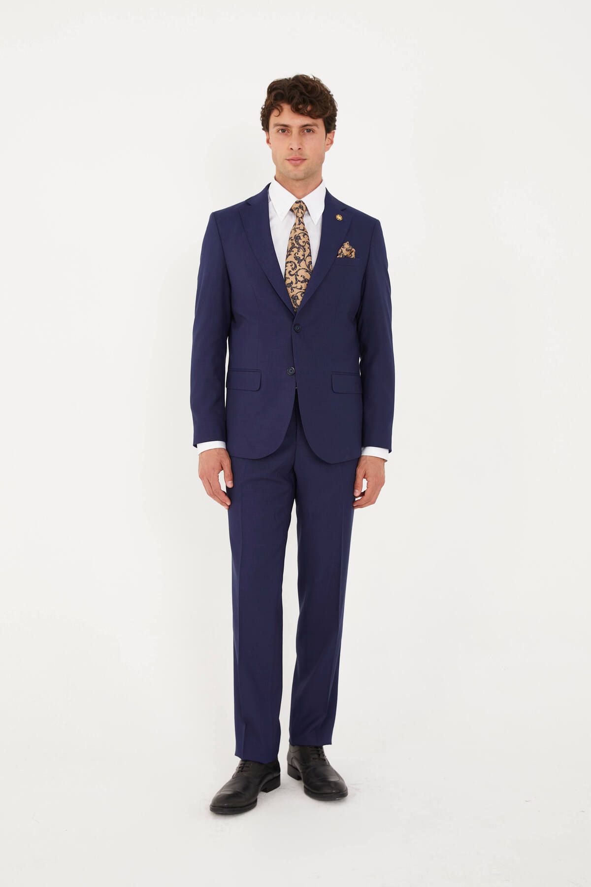 The Tailor Classics Keten Görünümlü Çift Yırtmaçlı Yarım Astarlı Takım Elbise