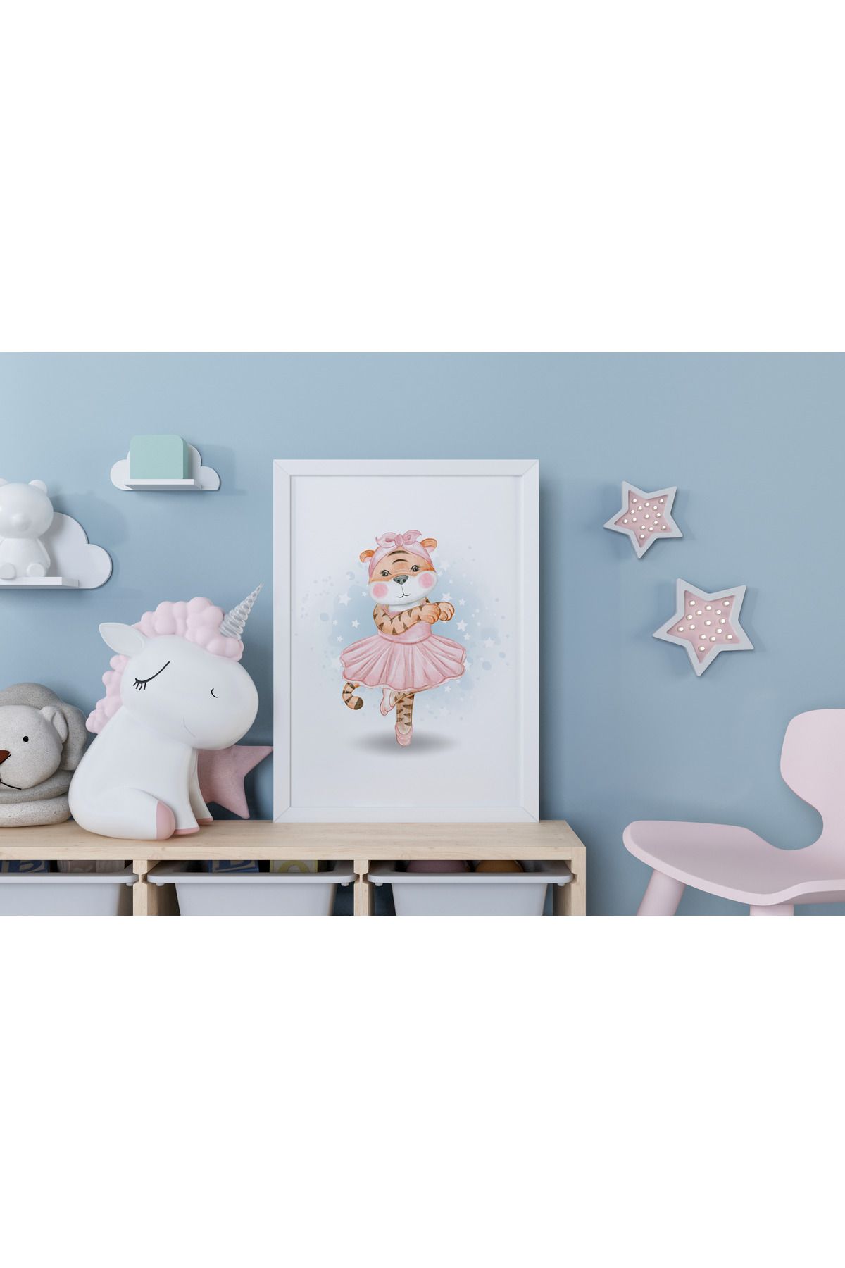 Home Balerin Kaplan Çerçeveli Çocuk ve Bebek Odası Tablosu