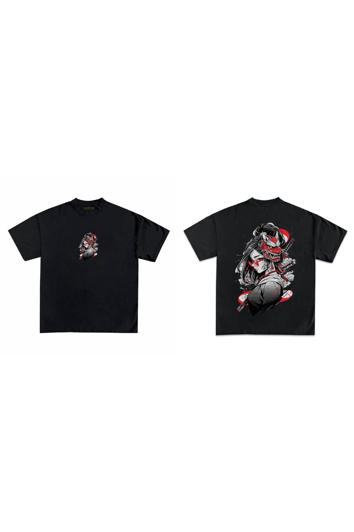 RawNox Unisex Bol Kalıp RawNox Özel Koleksiyon Samurai Girl Baskılı Tshirt