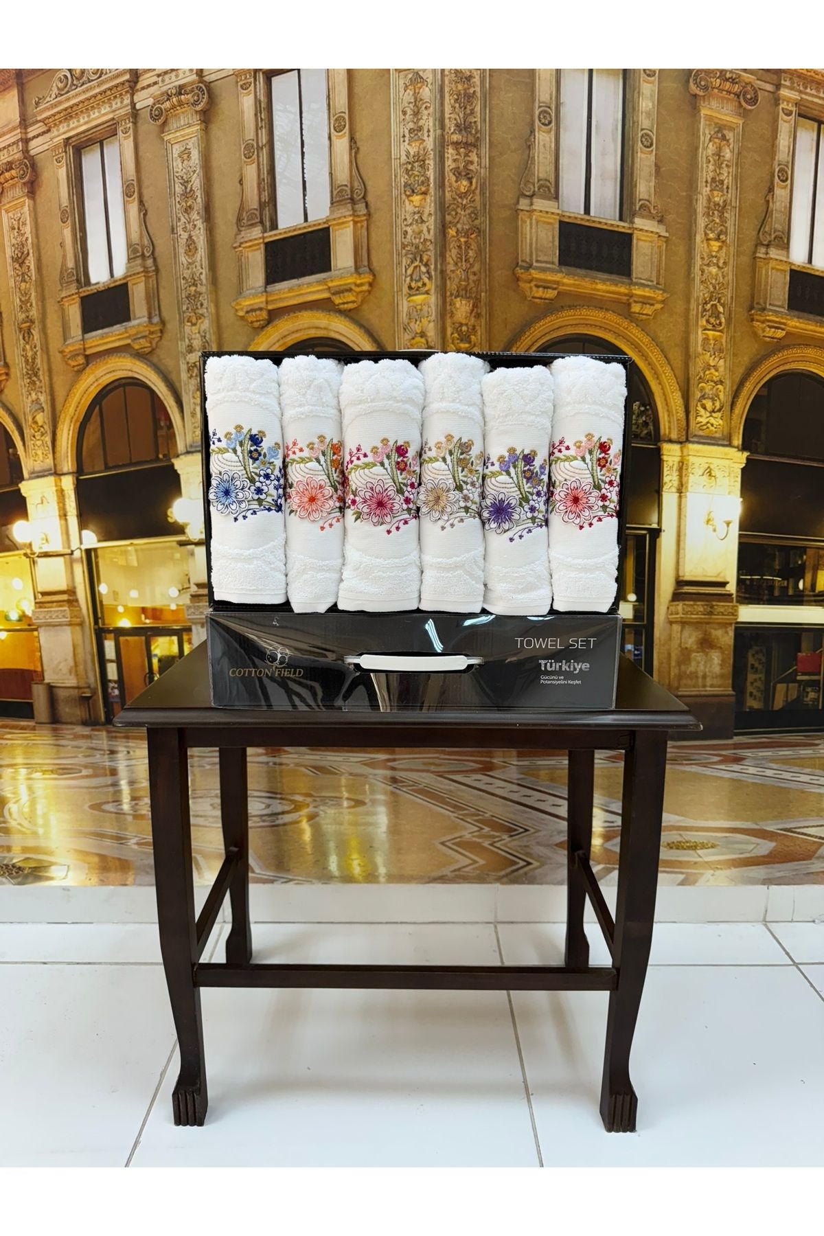 Artiva Home Collection %100 Pamuklu Jakarlı 3D Nakışlı 6 Renk Çeyizlik Lüx El ve Yüz Havlusu Kutulu Set