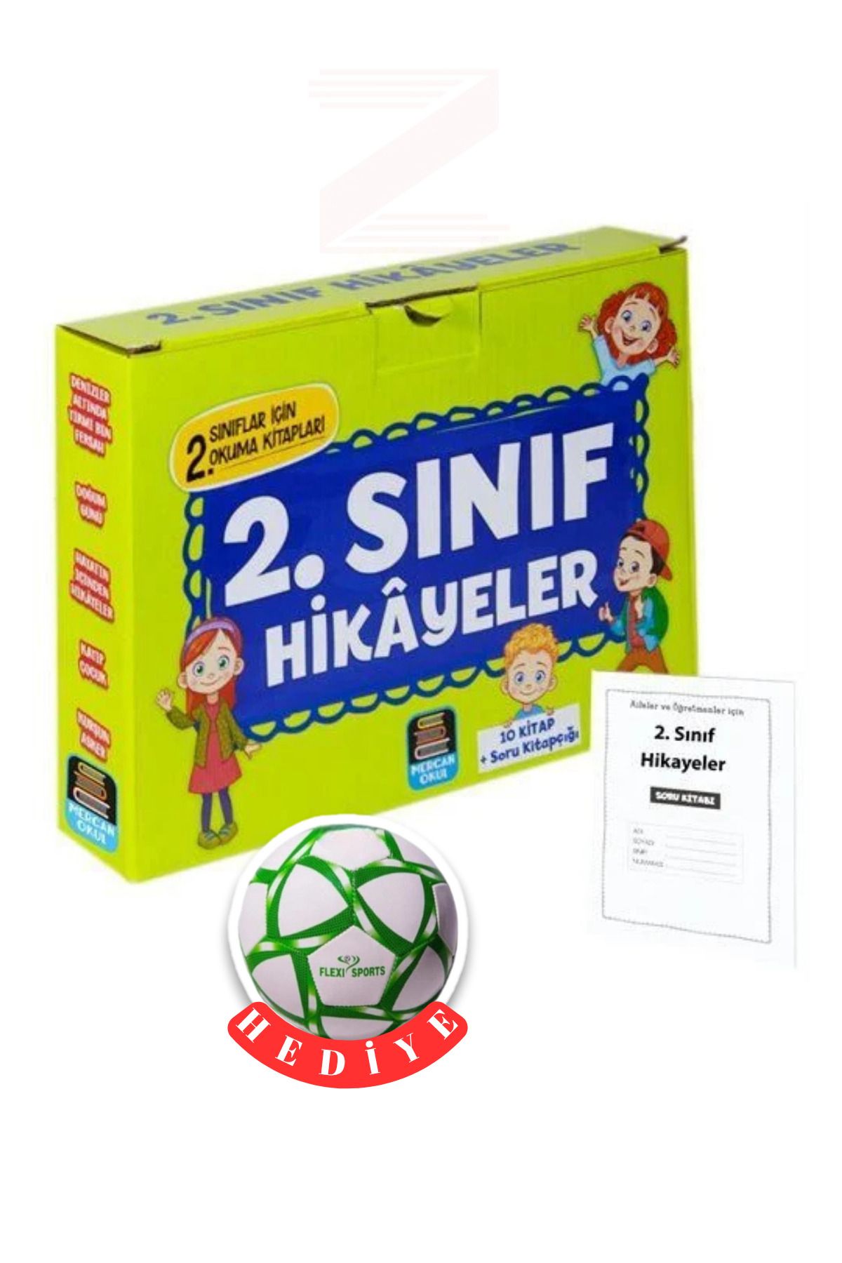 Mercan Okul Yayınları 2.Sınıf Hikayeler 10 Kitap Set+Soru Kitapçığı -(Futbol Topu Hediye)