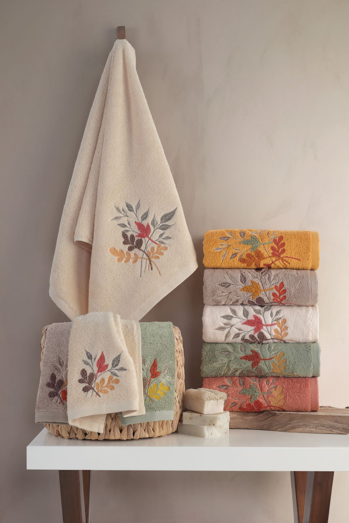 MARİBOR Latica - %70 Bambu / %30 Pamuk Nakışlı El Havlusu - 6'lı Set 50x90
