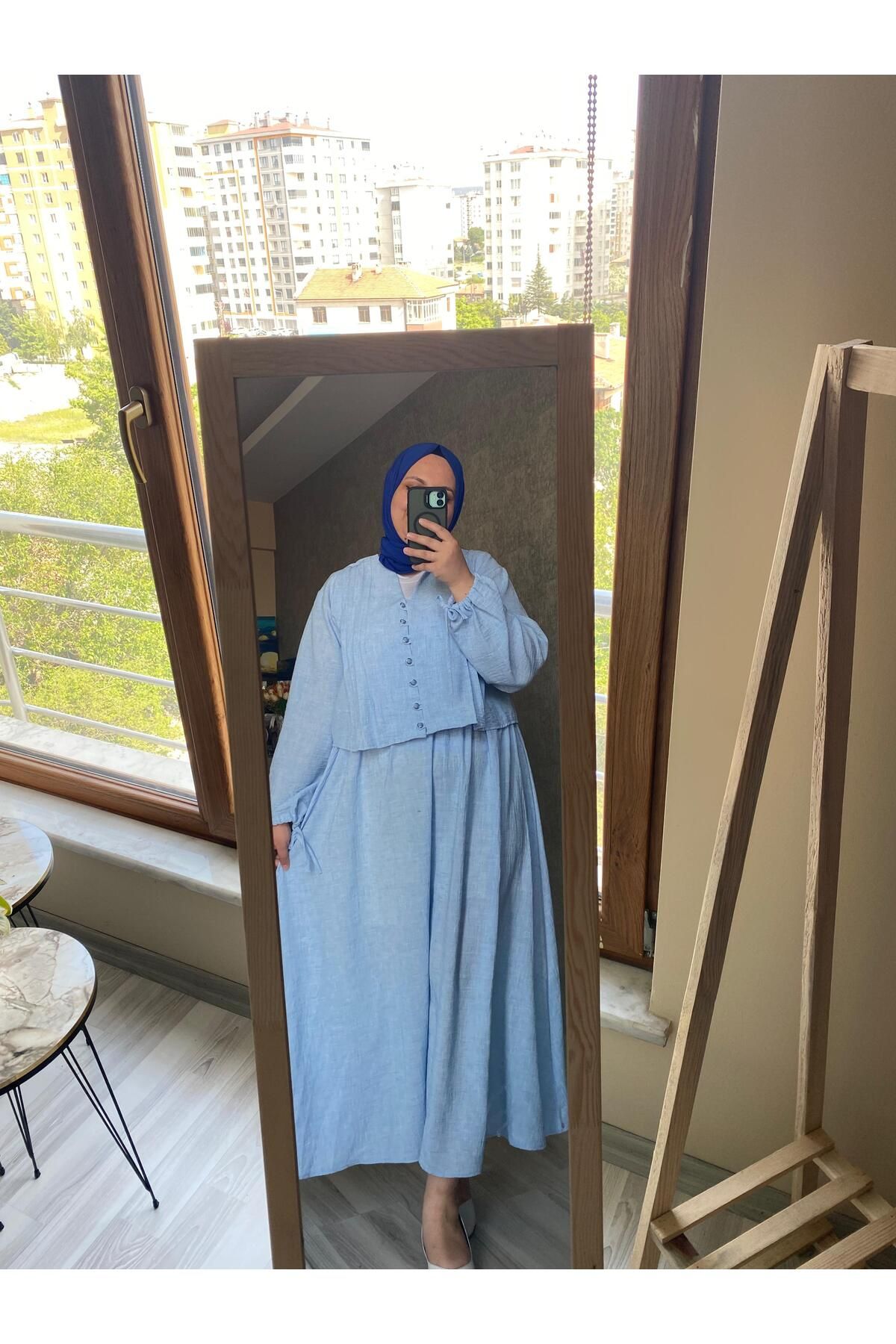 maviboutigue gömlekli etekli takım