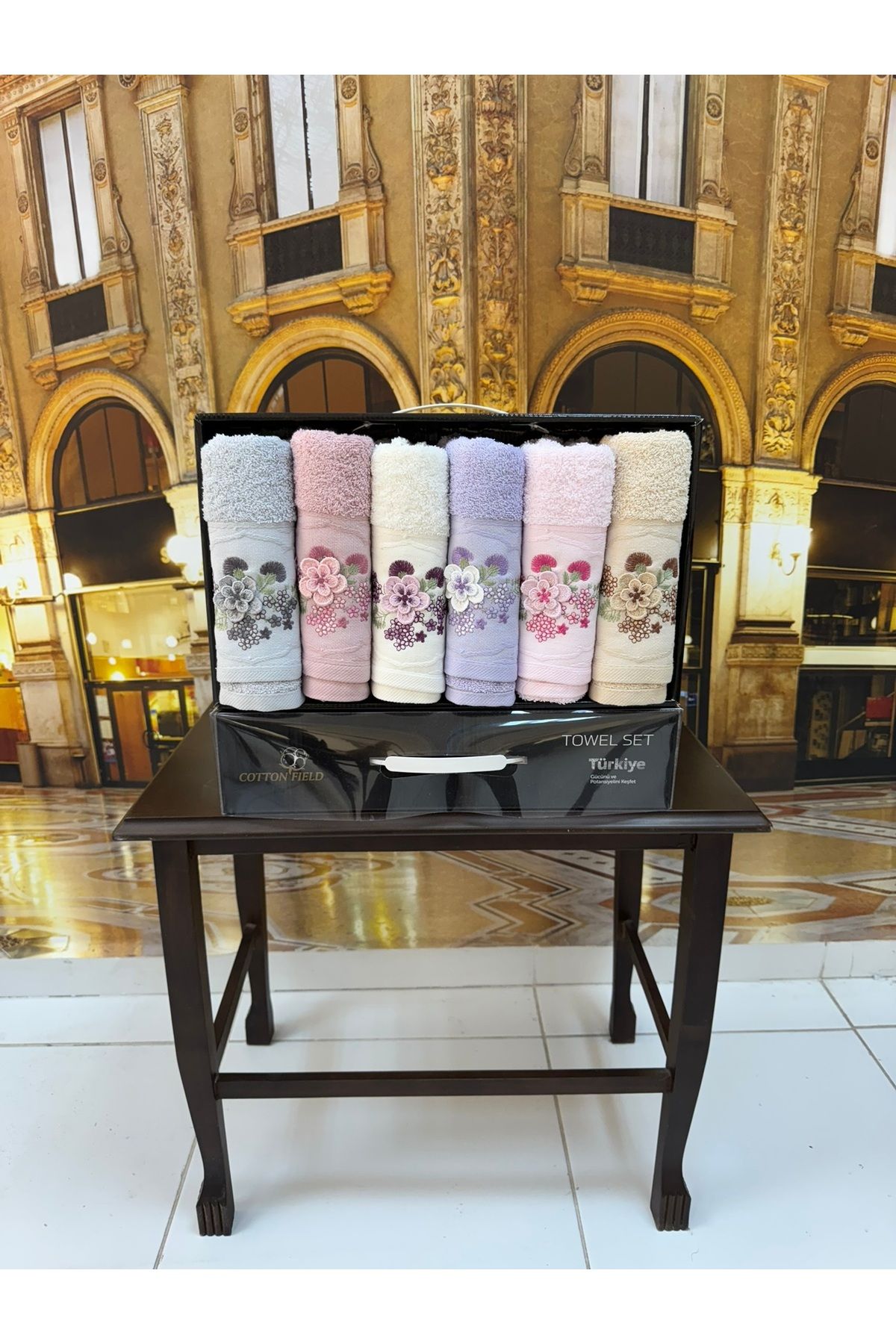 Artiva Home Collection %100 Pamuklu Jakarlı 3D Nakışlı 6 Renk Çeyizlik Lüx El ve Yüz Havlusu Kutulu Set
