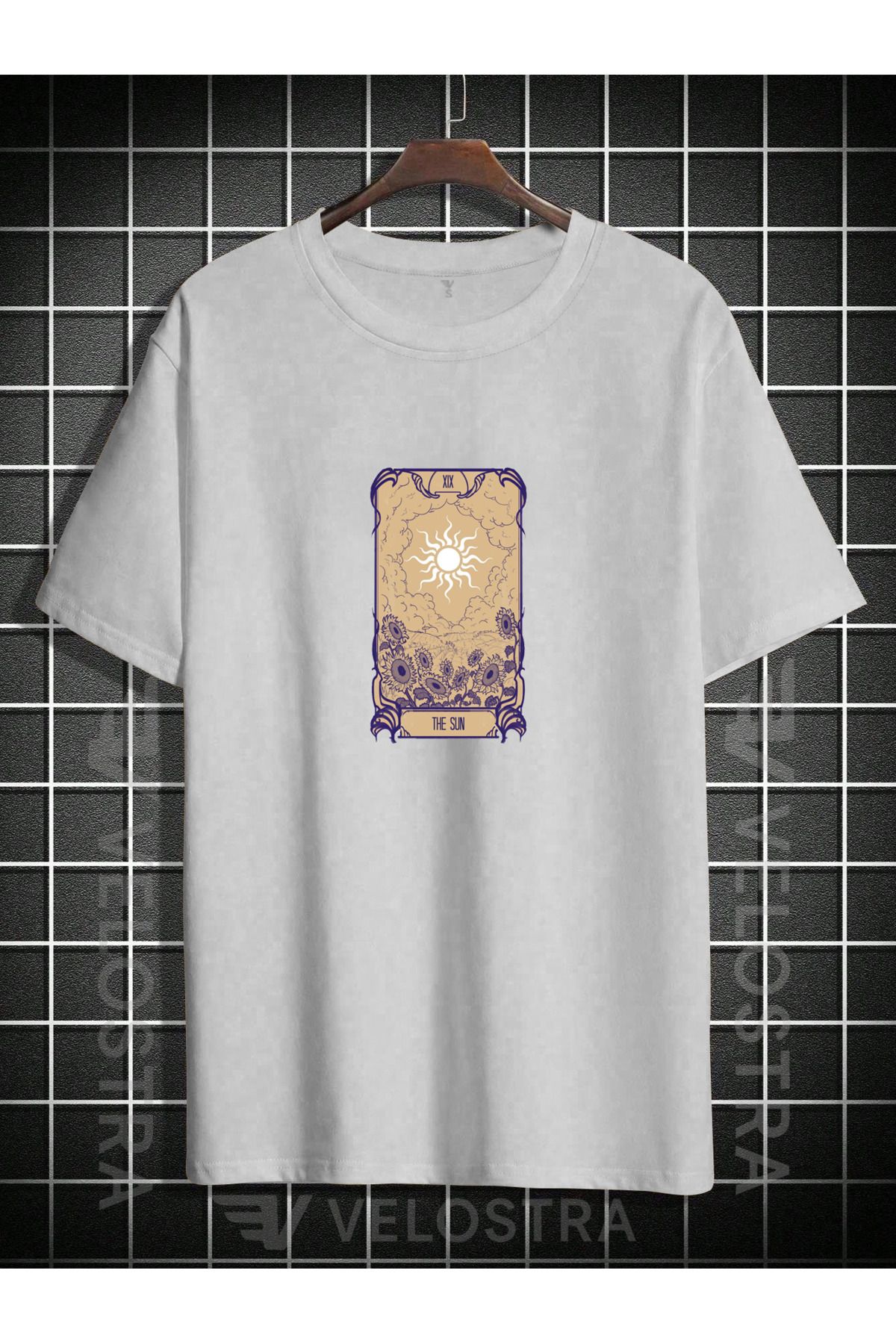 Velostra Unisex Tarot Kartı The Sun Baskılı Oversize T-shirt