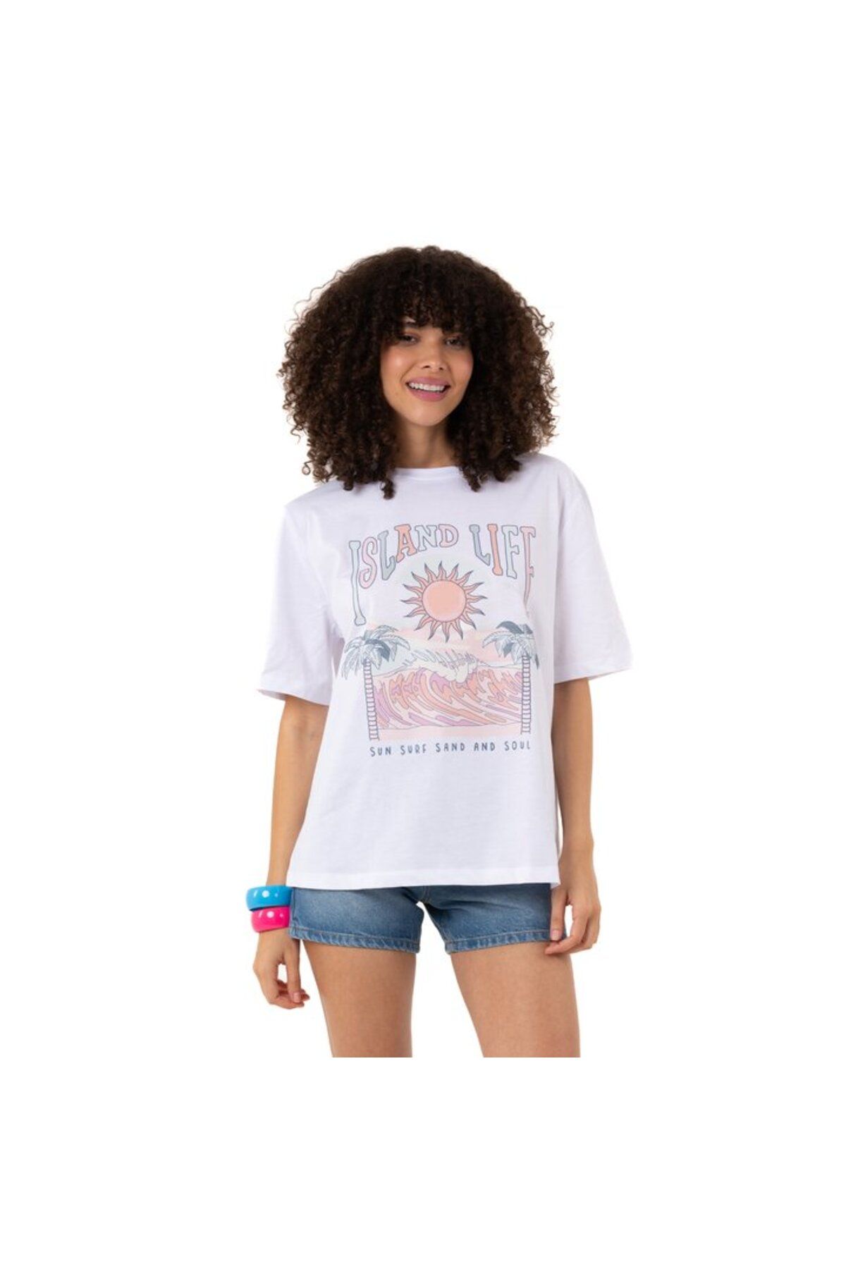POG'S Island Life Overisize Beyaz T-Shirt