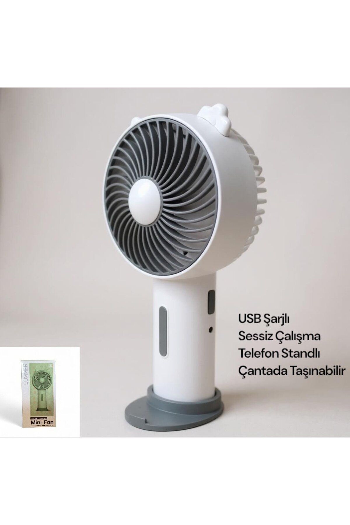 Brokoli Home Summer USB Şarjlı El Fanı I Mini Taşınabilir Fan I Yaz Serinleticisi I Vantilatör I Telefon Standlı