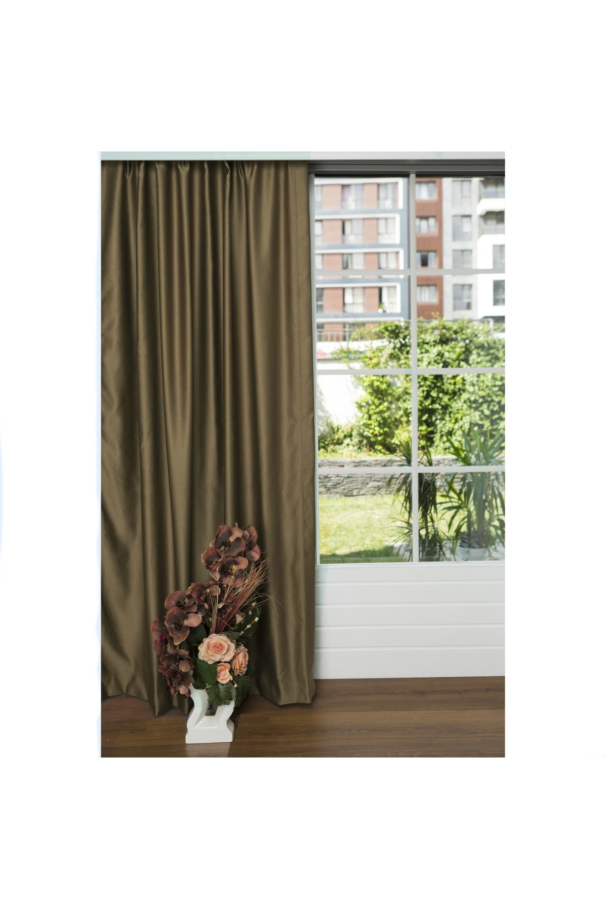 Caserta Home 1/2 Seyrek Pile Premium Blackout Işık Geçirmez Karartma Güneşlik Fon Perde V-9 Toprak