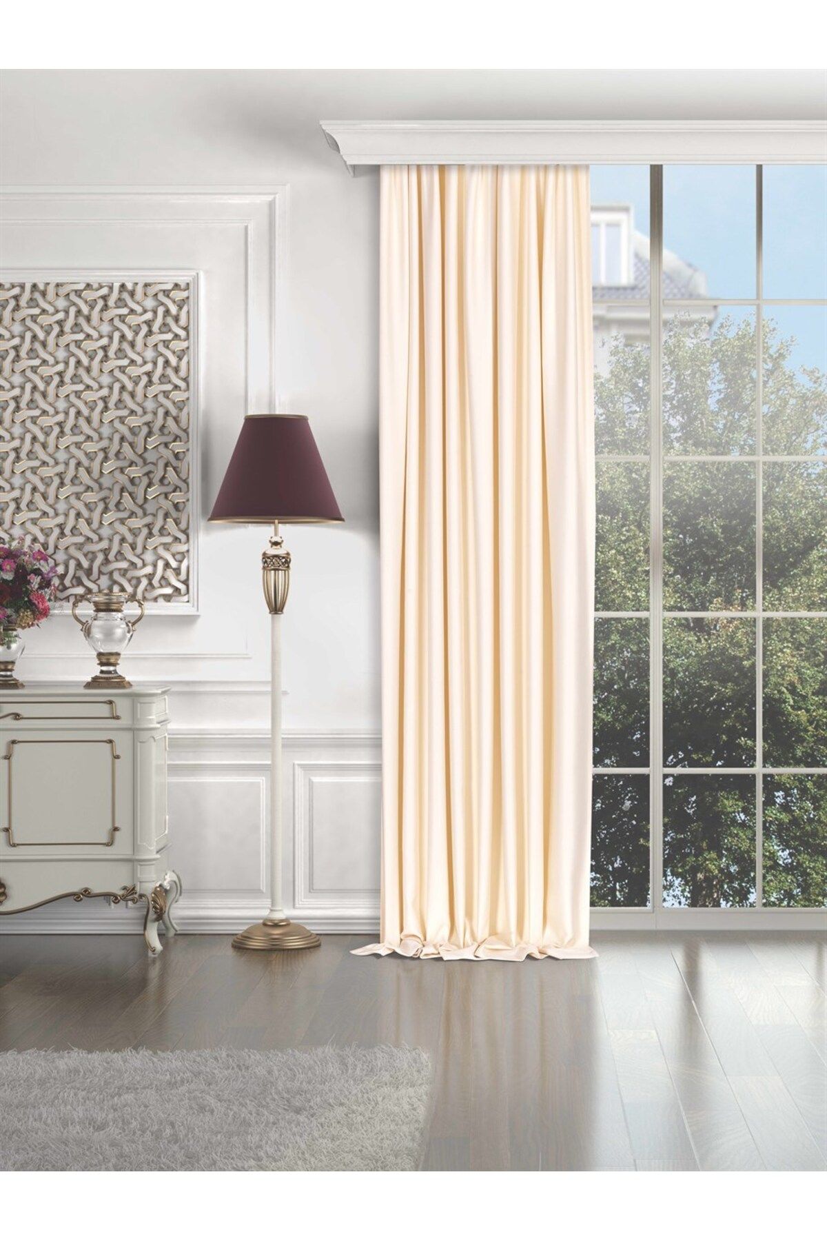 Caserta Home Pilesiz Premium Blackout Işık Geçirmez Karartma Güneşlik Fon Perde V-34 Krem