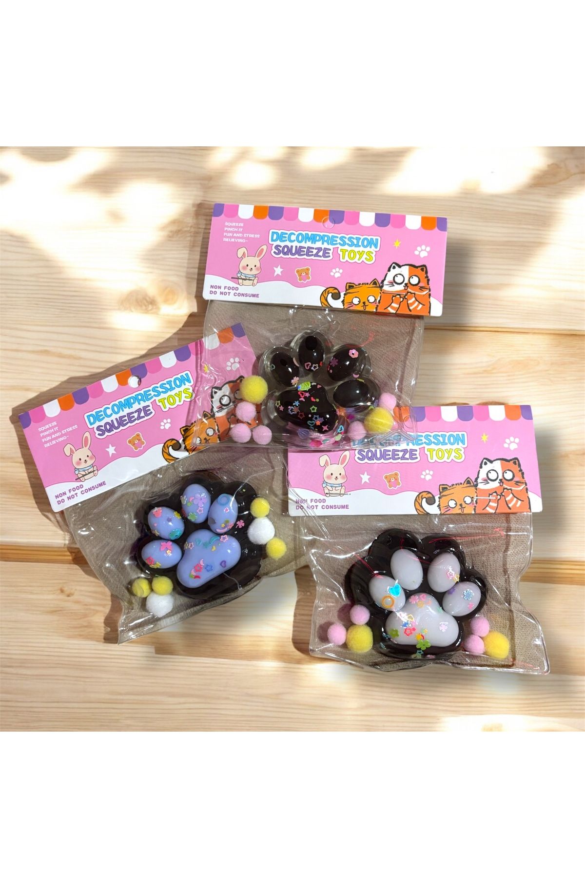 Kawaii Simli Kedi Patisi Squishy Siyah Tabanlı - Sukuşi 6.5cm