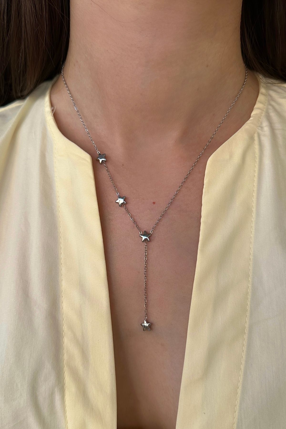 Okko Store Çelik Yıldız Model Y Kolye