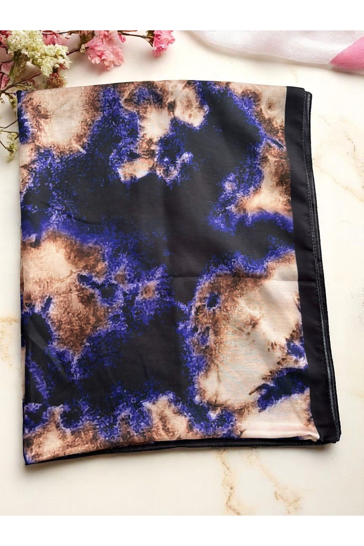 Lavena scarfs-Bohemian Series Bohemian Pattern Cotton Digital Soft Shawl - Black and Purple 4
