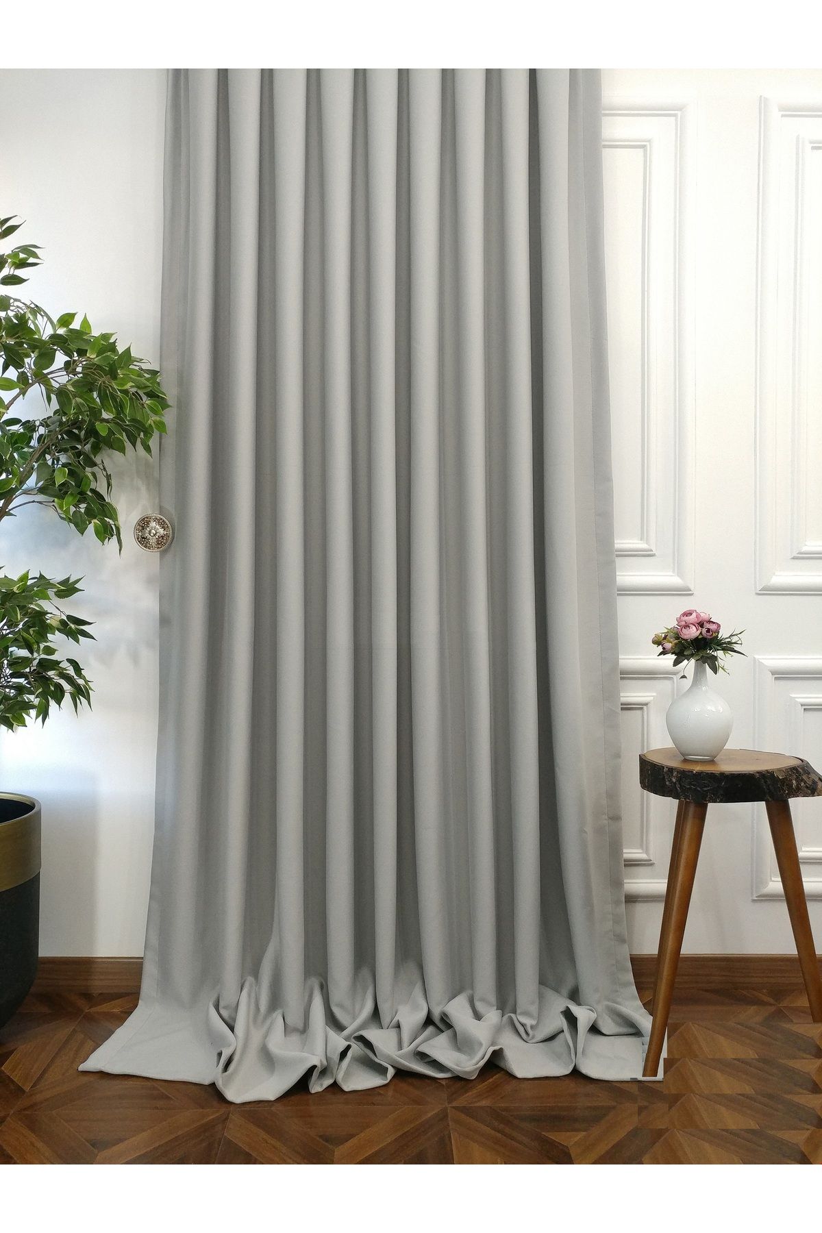 Caserta Home 1/2,5 Orta Pile Premium Blackout Işık Geçirmez Karartma Güneşlik Fon Perde V-16 Açık Gri