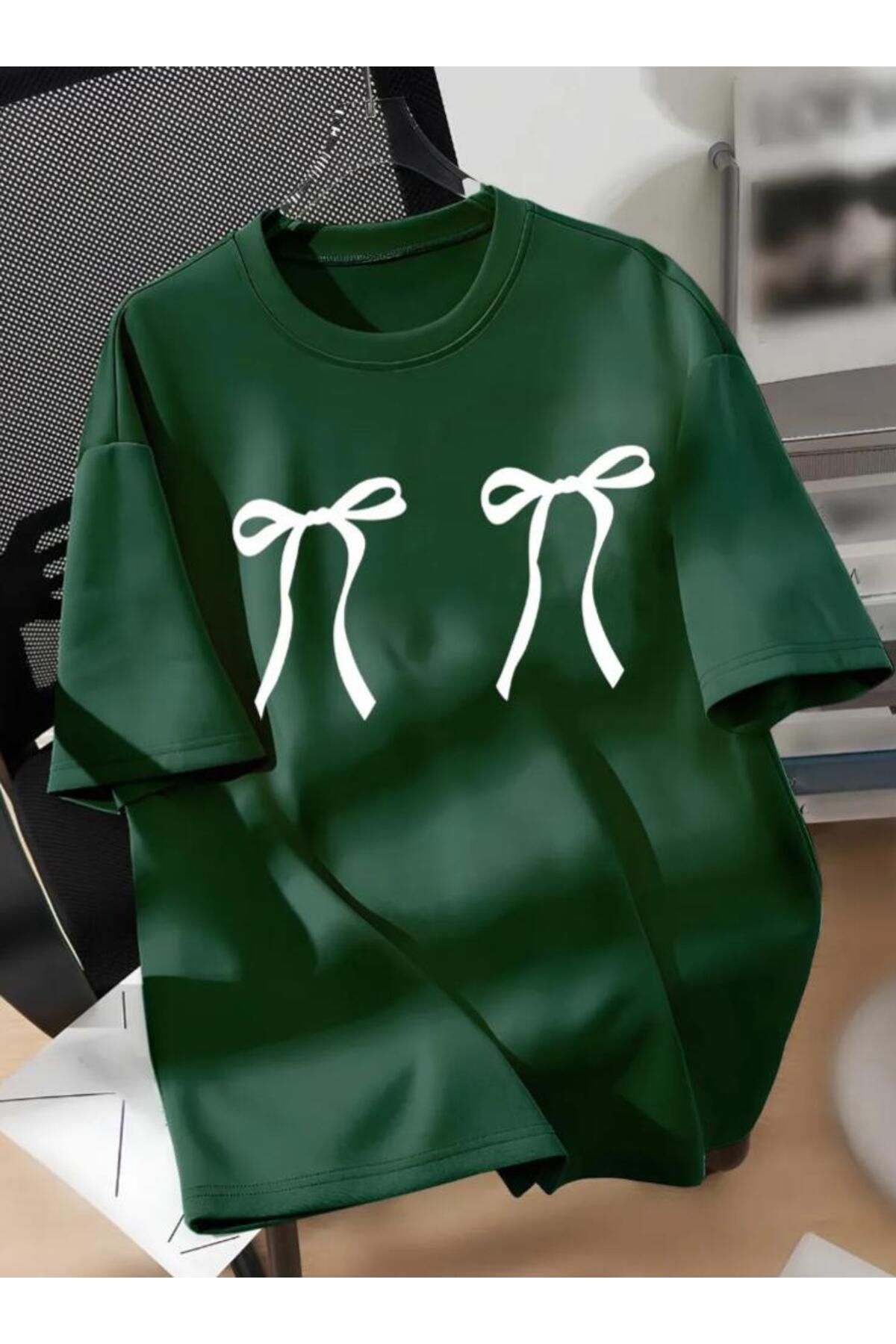 Framgan Unisex Erkek/Kadın KURDELE Renkli Özel Baskılı Oversize Pamuklu Bisiklet Yaka T-Shirt Tişört