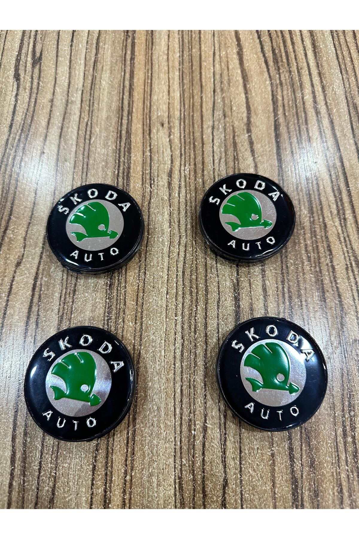 OEM SKODA Logolu Jant Göbeği A Kalite Premium 55 Mm Dış 50 Mm İç 4 Adet