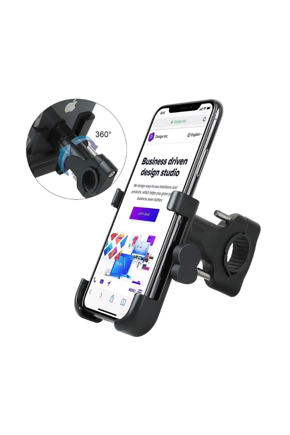 Generic Alüminyum Gövdeli Metal Gidon Bağlantılı Motosiklet Telefon Tutucu 7 İnç Xl