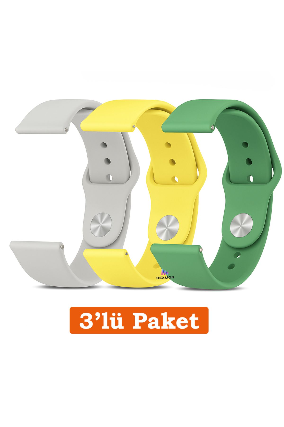 Dexmon Huawei Watch 3 GT GT2 GT2e GT3 GT4 GT5 Pro SE Elite 46mm Uyumlu 22mm 3'lü Paket Silikon Kordon Seti