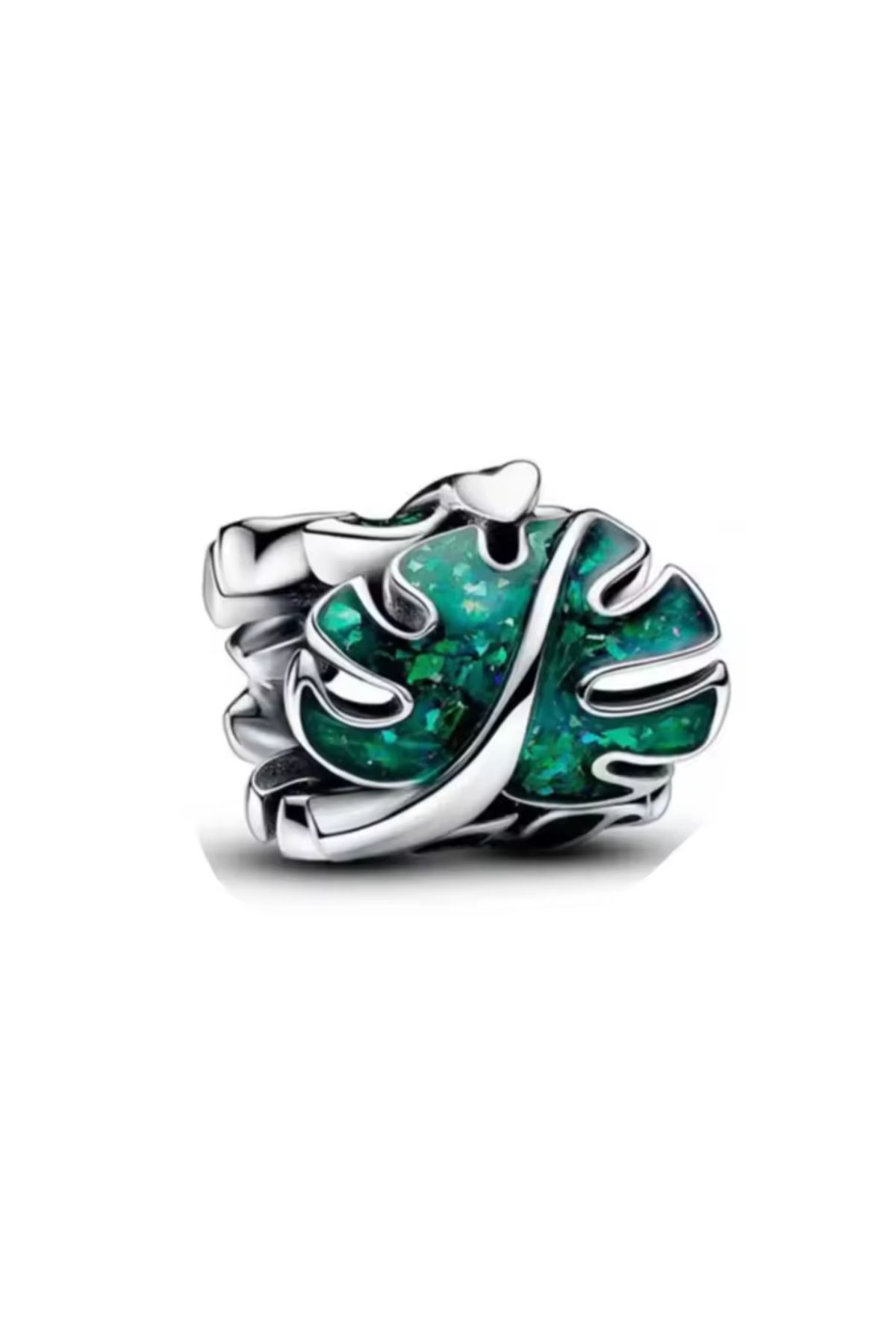 Es Silver Yeşil Yaprak Charm / 925 ayar gümüş