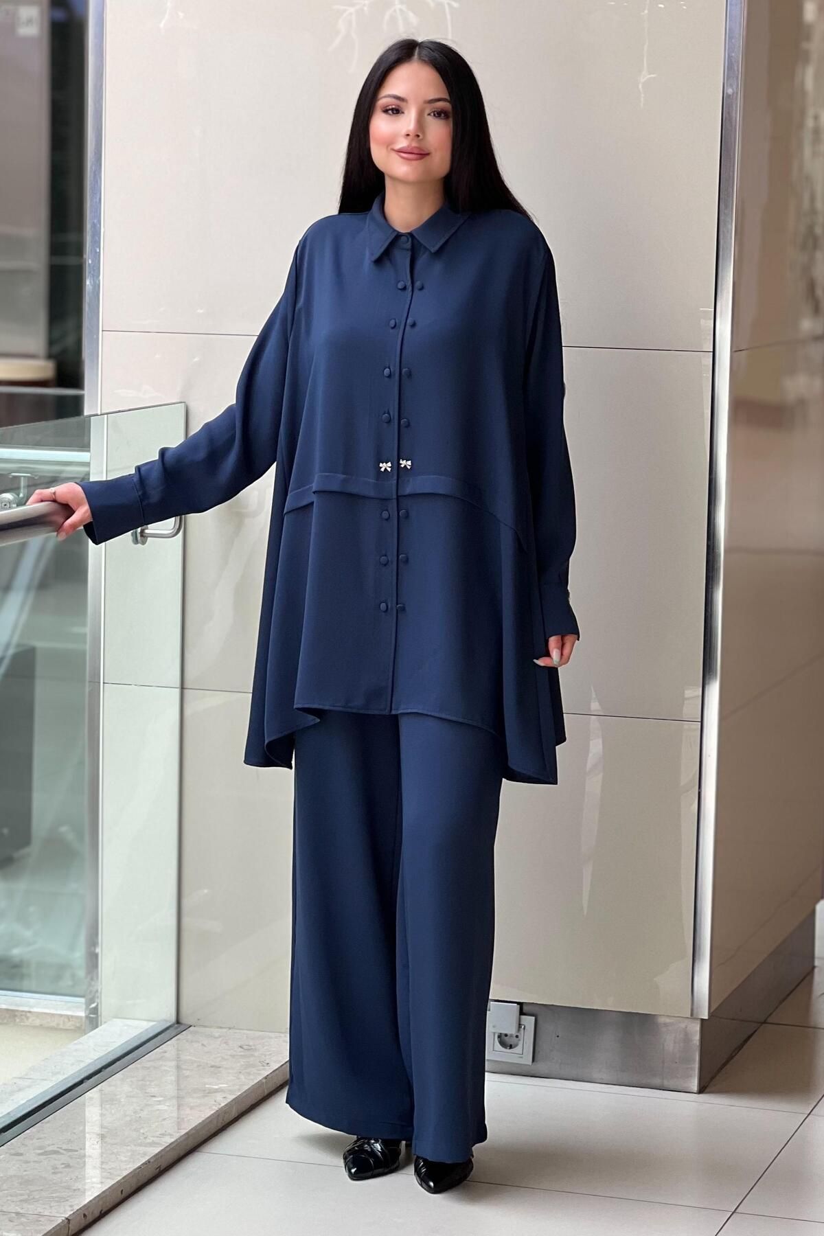Ghisa Çift Düğme Detayli Gömlek Pantalon Takım