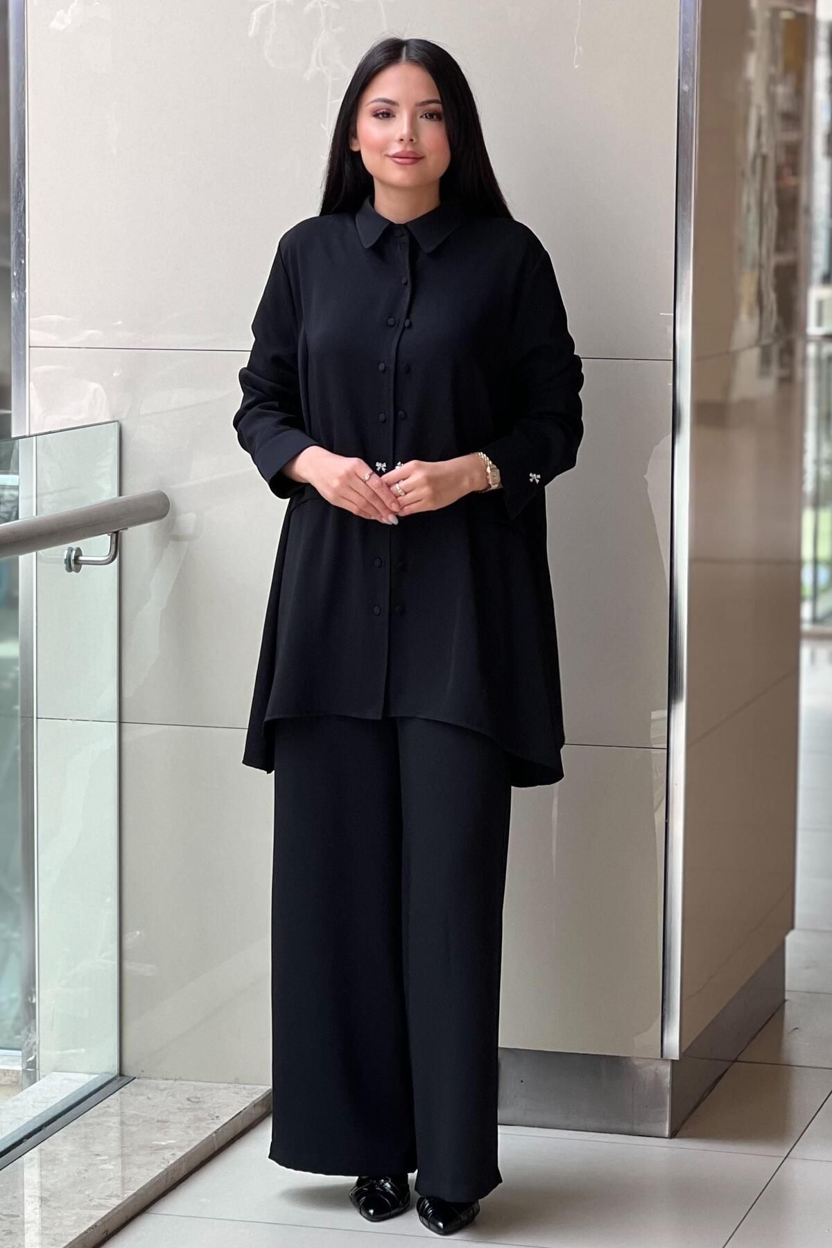 Ghisa Çift Düğme Detayli Gömlek Pantalon Takım