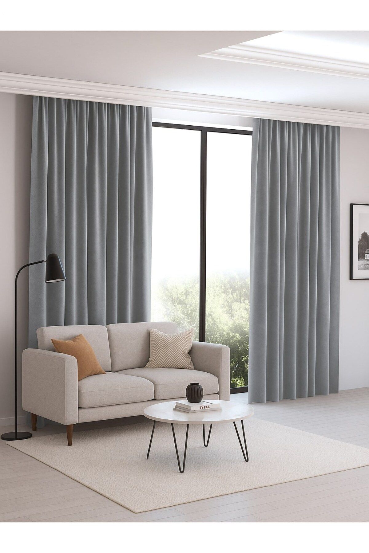 HZR Düz Renk Fon Perde 2 Parça 145cm x 245cm