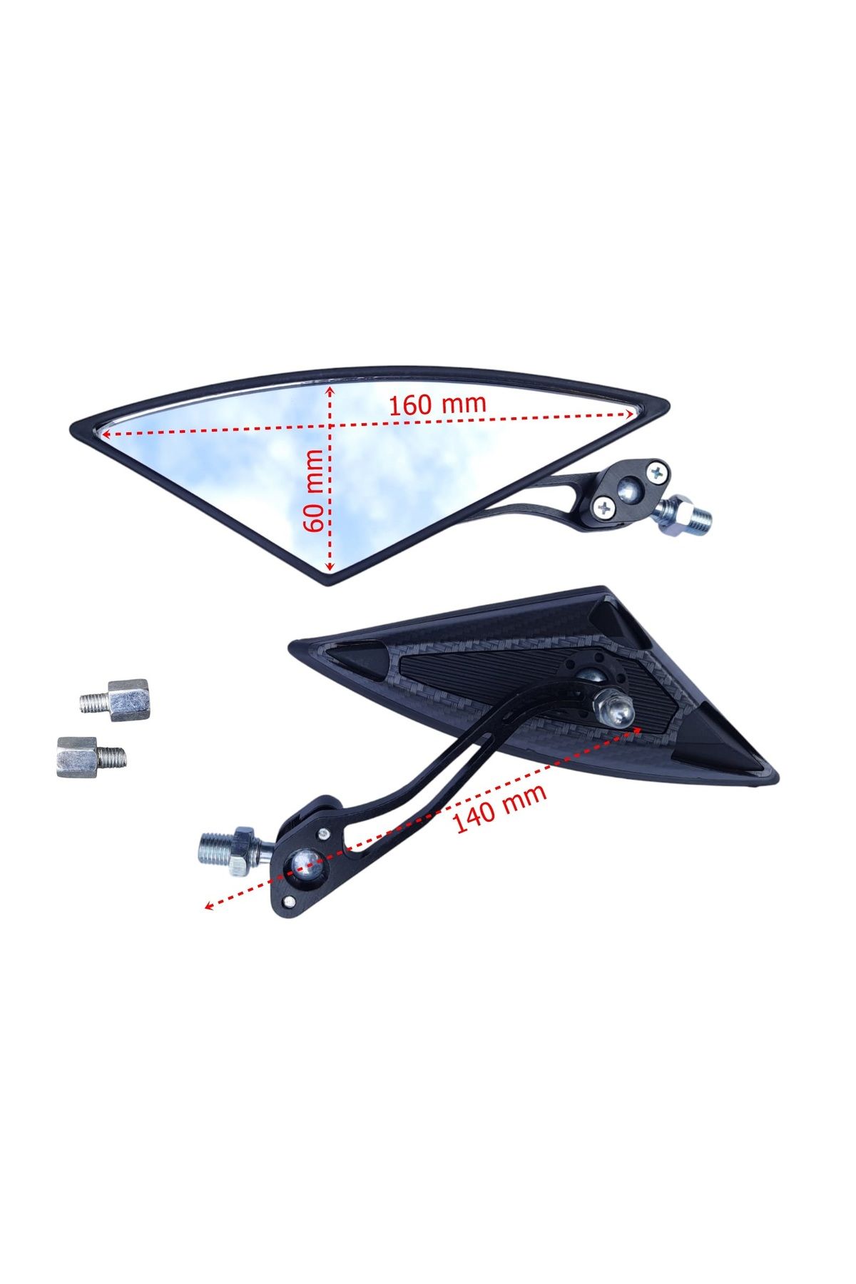 karagöz motor MOTORSİKLET AYNA ÜÇGEN MODİFİYE KARBON 8-10 mm