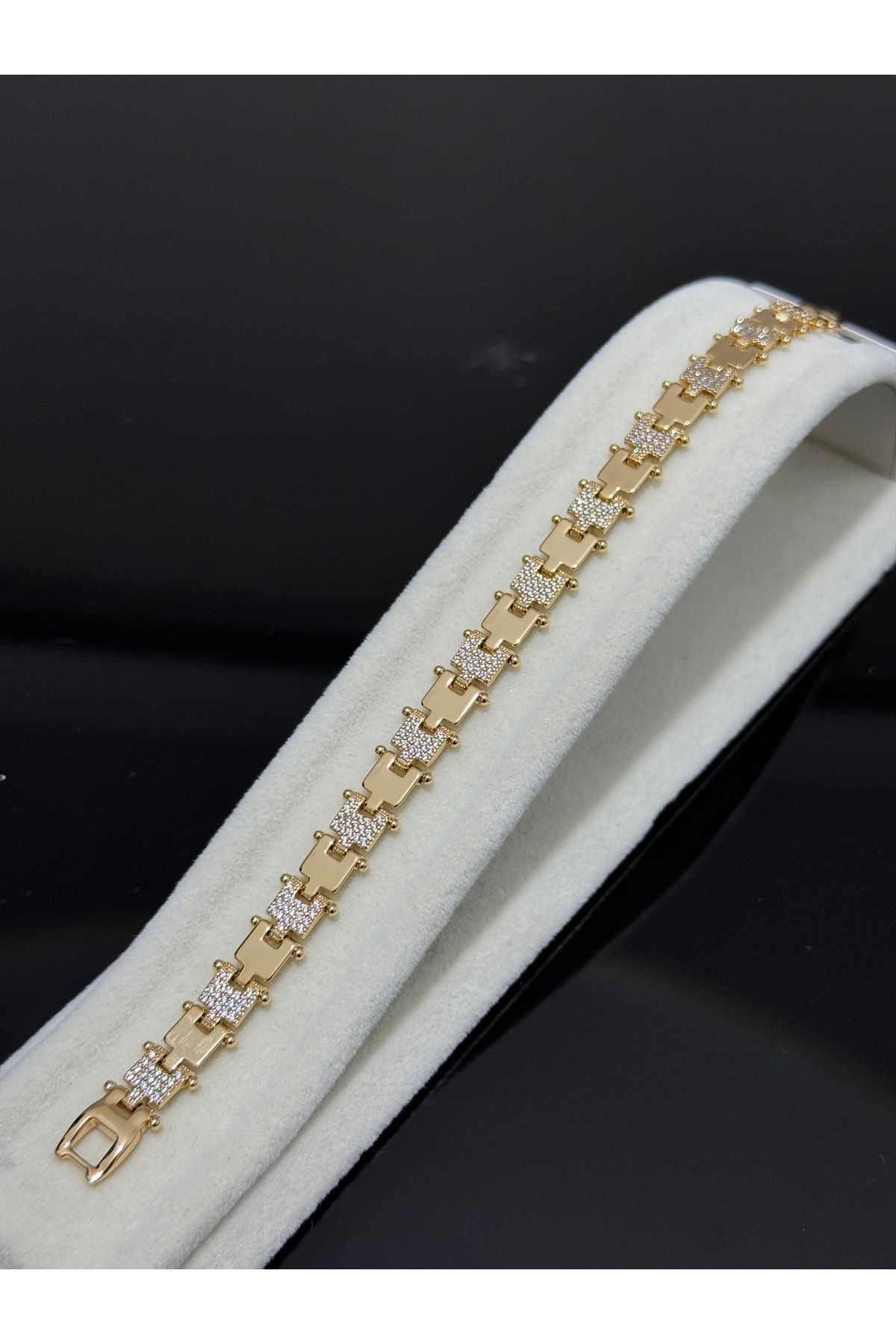 XUPING JEWELRY 18k parçalı zirkon taşlı gold bileklik paslanmaz kararmaz