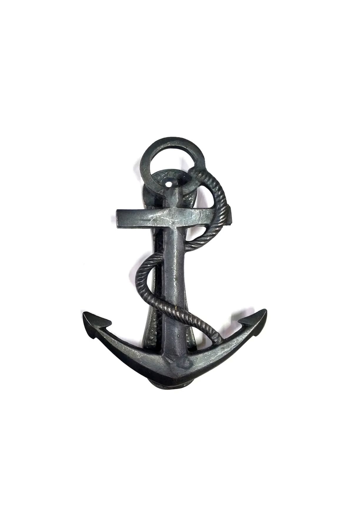 Generic Antika Tarz Dekoratif Pirinç Halatlı, Çapa, Denizci, Gemici Kapı Tokmağı, Taktak - 170x60mm, Oksit