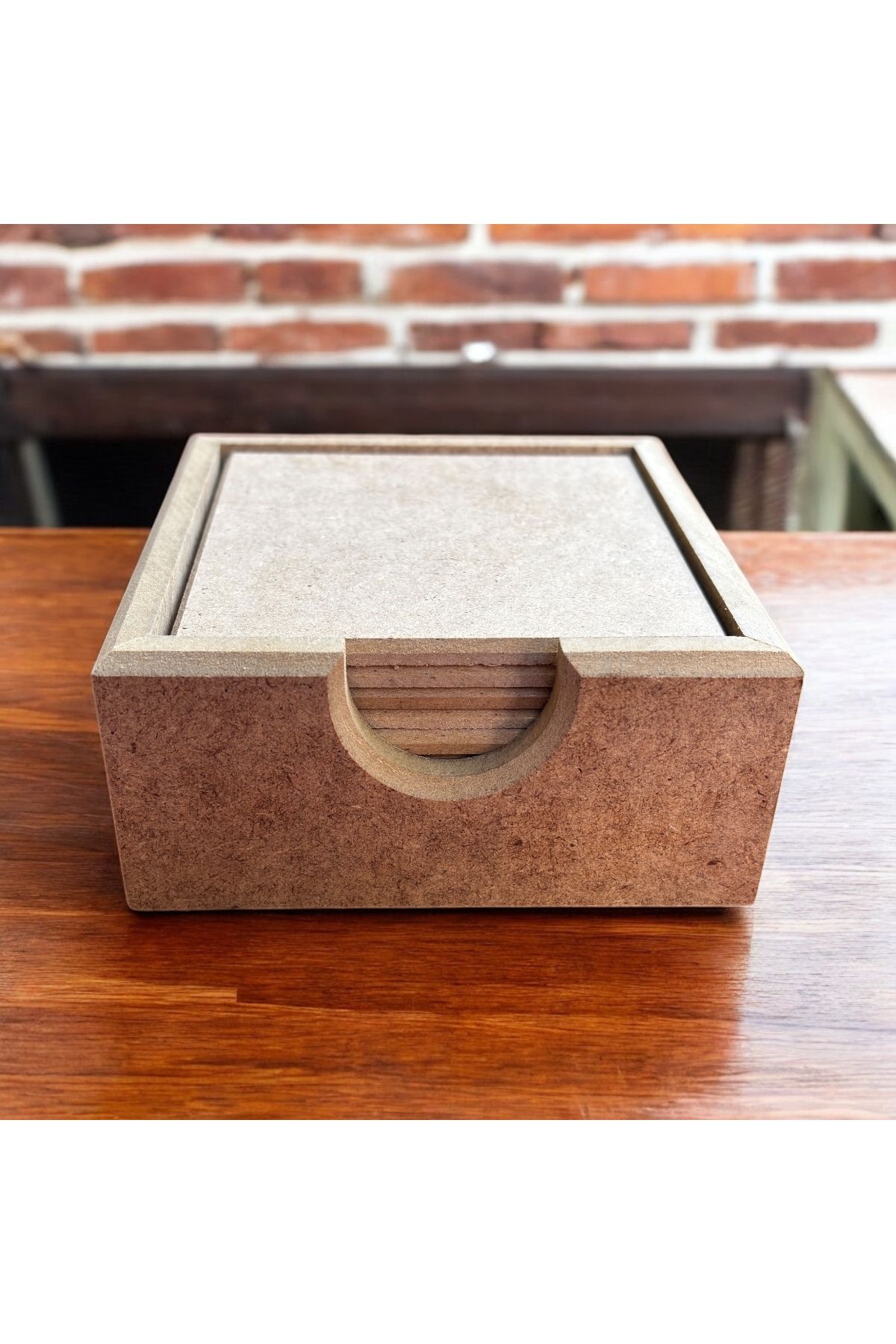 Atölye Kiraz Kare Düz Bardak Altlığı Seti- Altılı- 11x11x5 cm (F759)