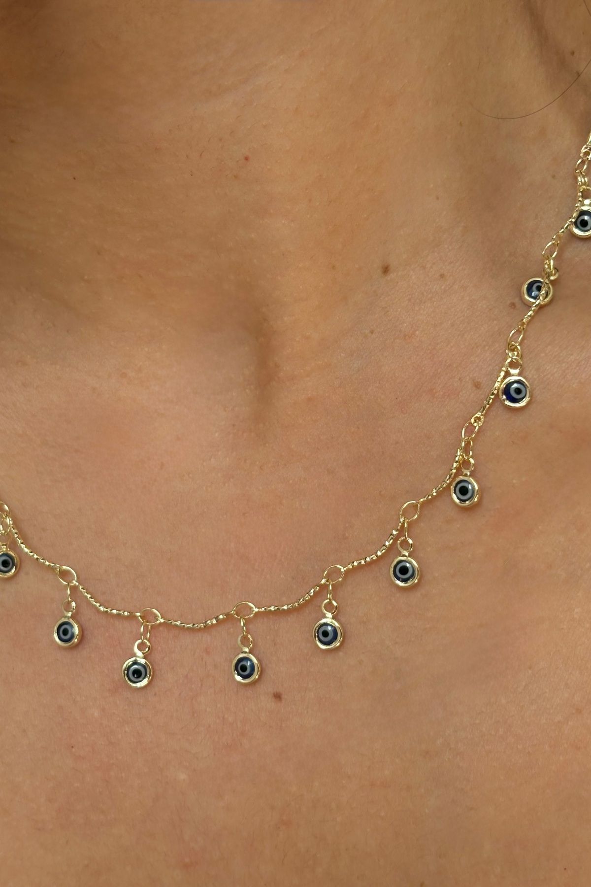 Lavian Accessories Gold Nazar Boncuk Detaylı Sallantılı Esie Kolye