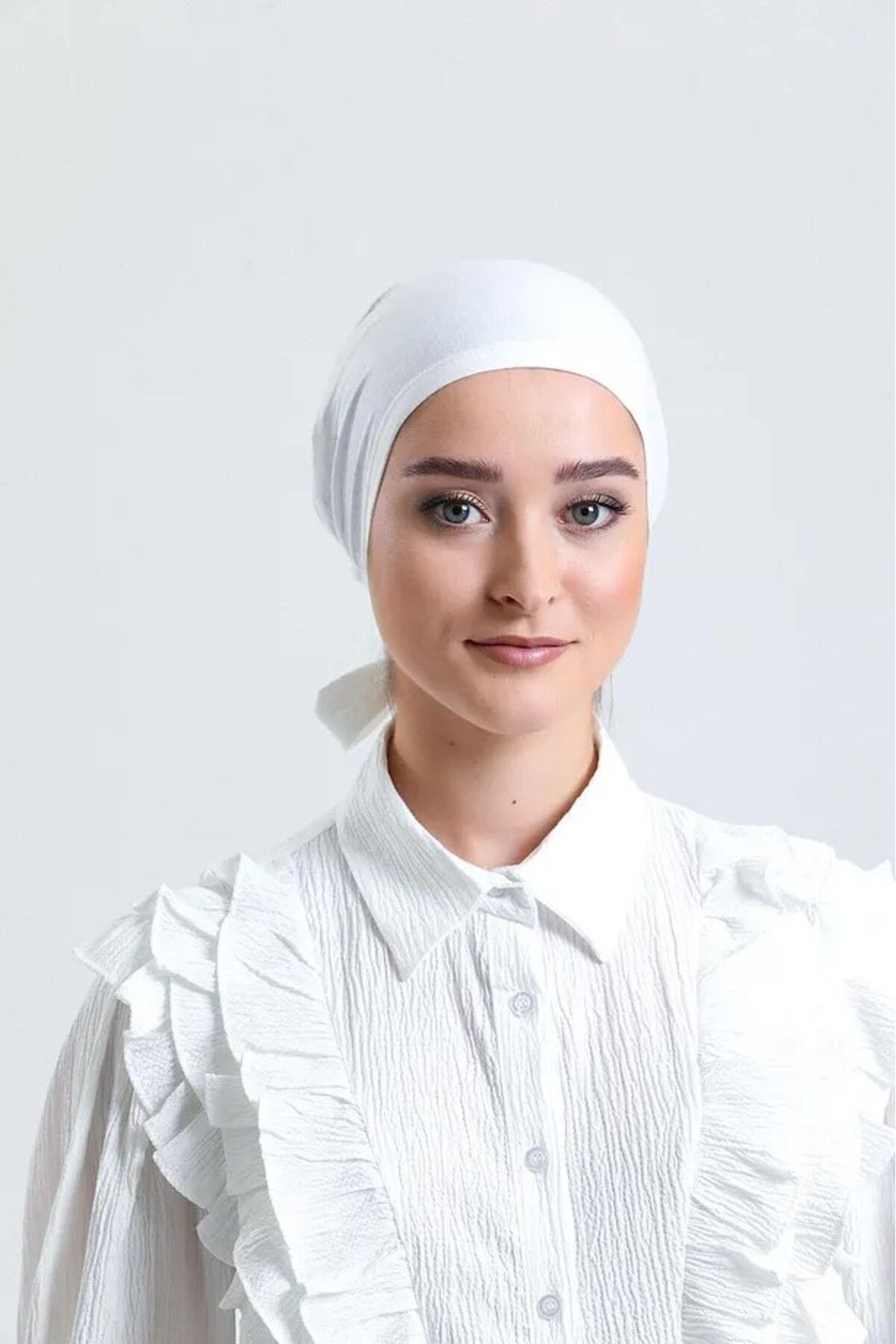 LA SEFA Kadın Pratik Dikişsiz Bağcıklı Tesettür Penye Bone-Ekru
