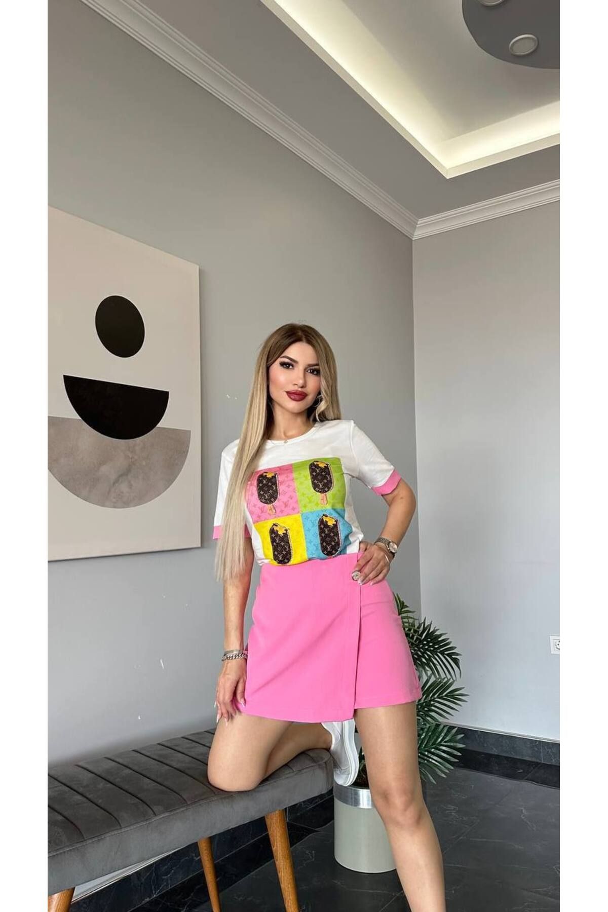 Bella Belluci Yeni Sezon Şort Etekli İkili Takım