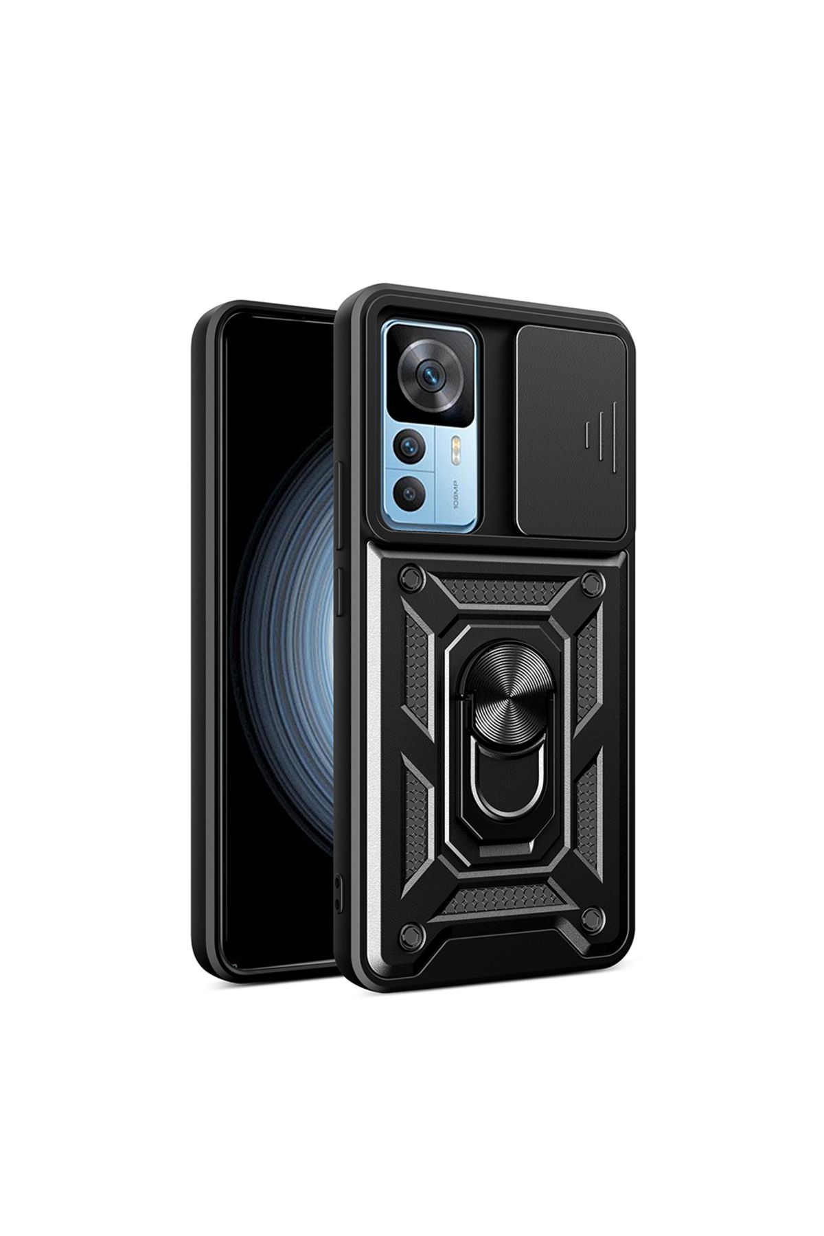 Başkenttekno Xiaomi Mi 12T Pro Kılıf Magnetik Standlı Kamera Korumalı Sürgülü Vega Kapak