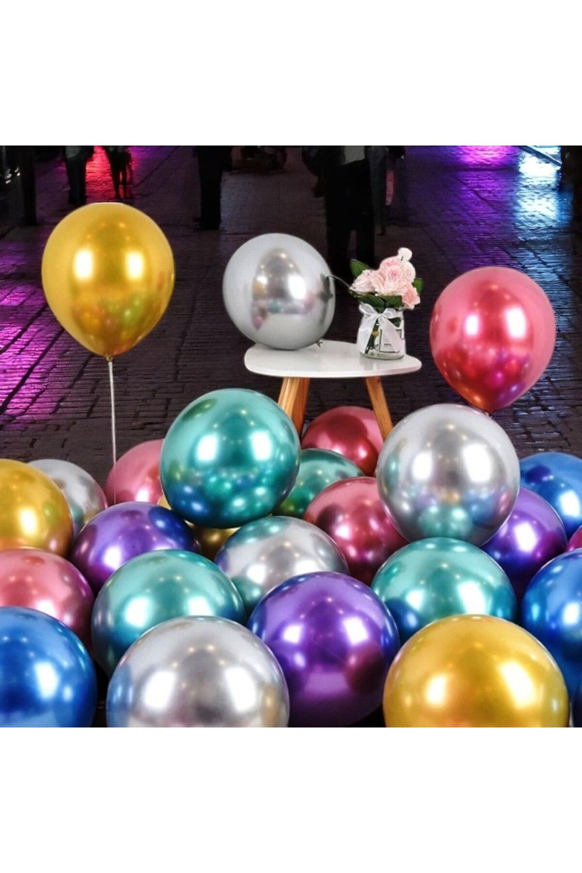 Kuzey ULTRA YÜKSEK KALİTE 50 ADET RENKLİ KROM BALON AYNALI BALON PARLAK METALİK BALON KROM RENKLİ BALON
