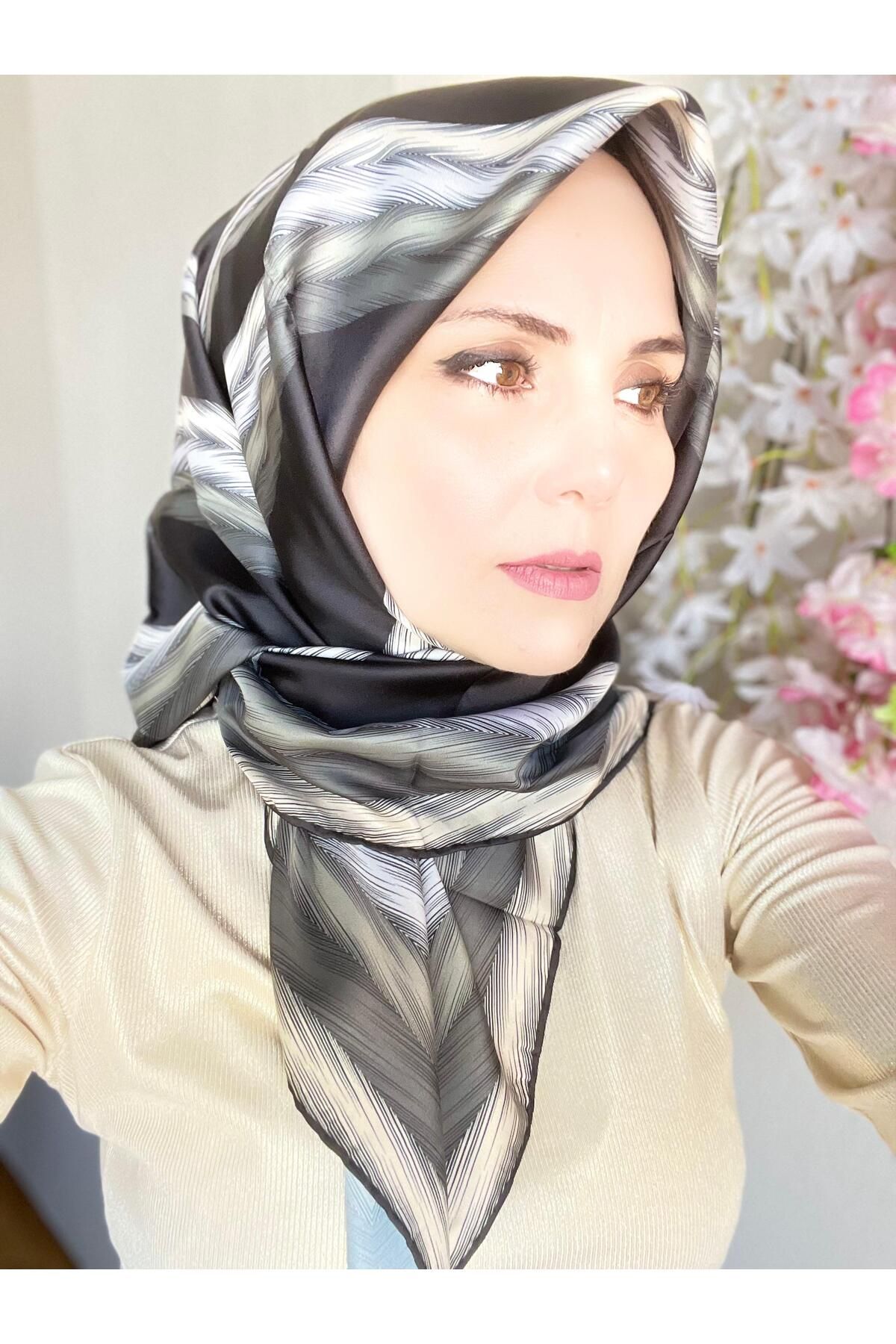 The Message Lüks Seri Twill İpek Eşarp | Özel Tasarım Gold Desenli Premium Koleksiyon