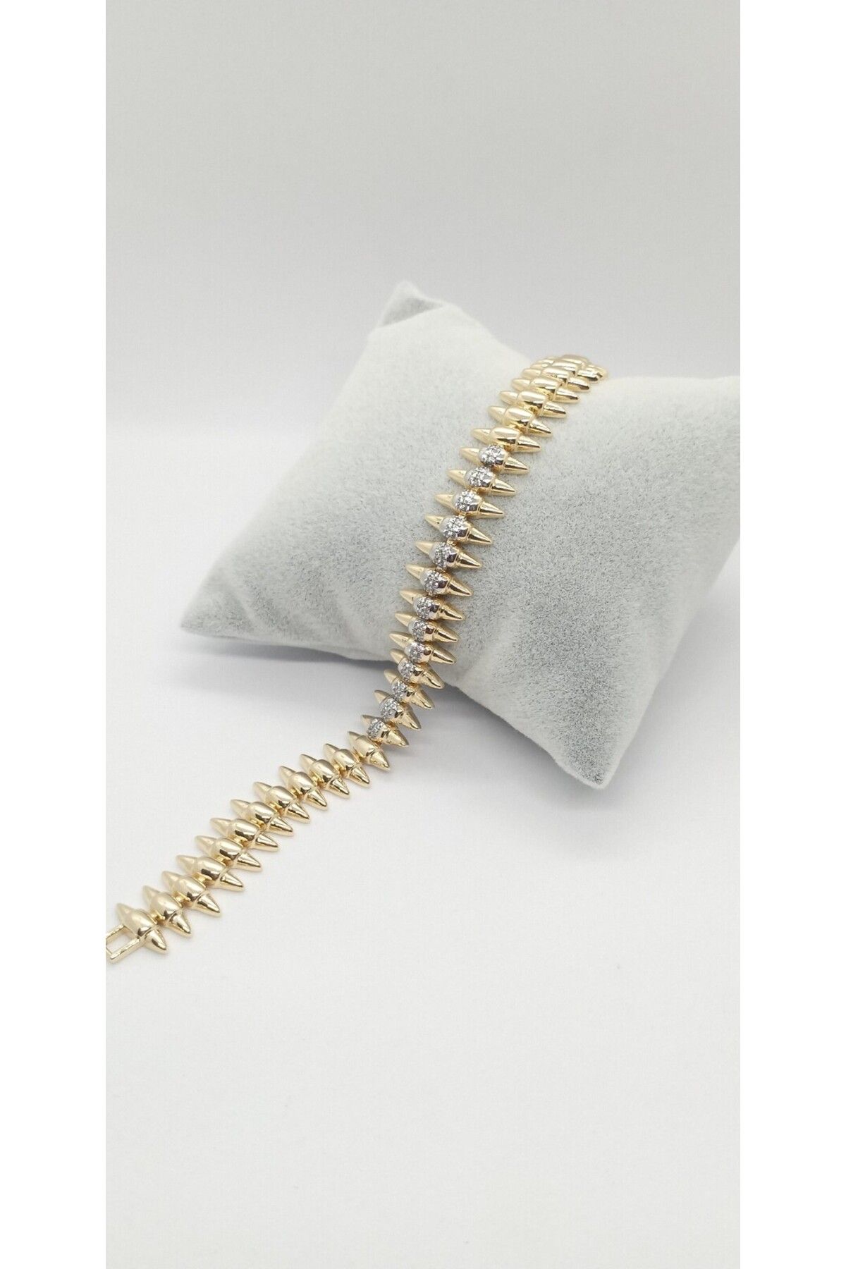 ndjewelry Gold Rose Renk Plaka ve Taş Detaylı Bileklik