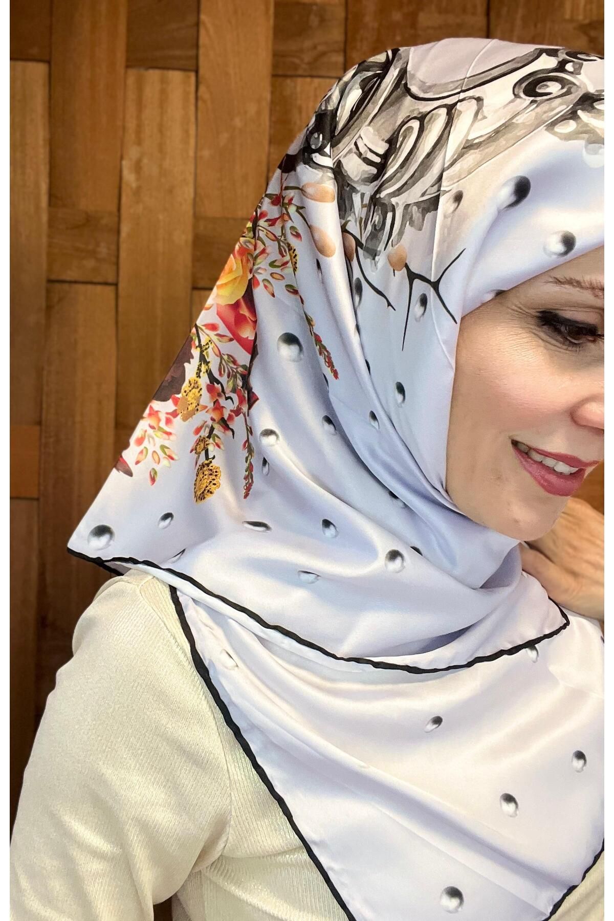 The Message Lüks Seri Twill İpek Eşarp | Özel Tasarım Gold Desenli Premium Koleksiyon