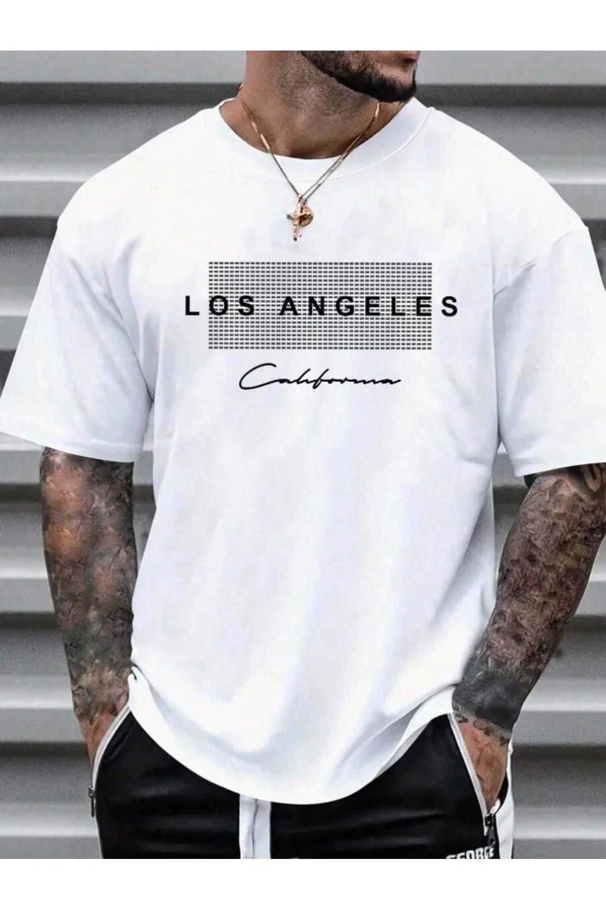 COHERENT Unisex Erkek/Kadın LOS Özel Baskılı Oversize Pamuklu T-Shirt
