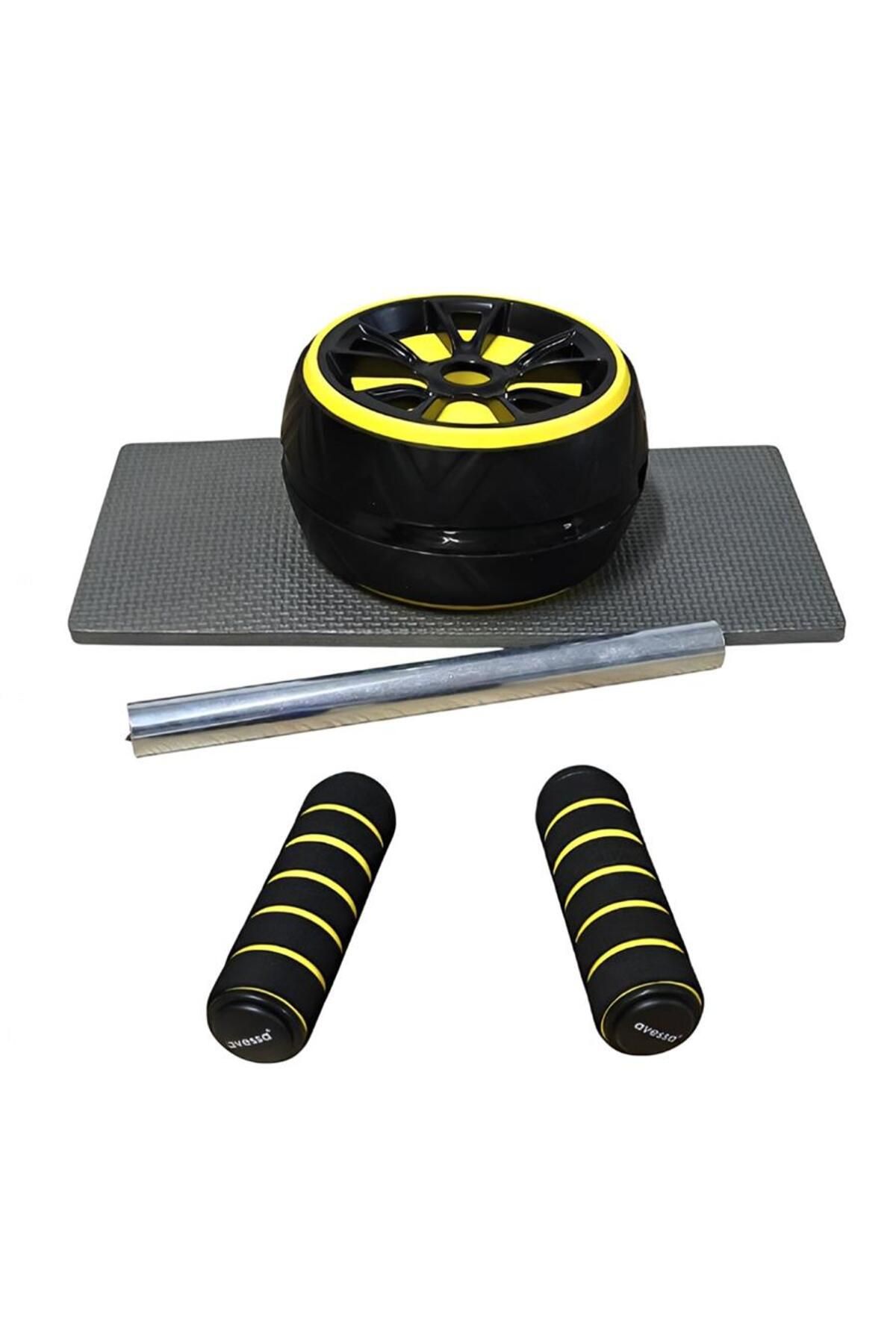 alsepeteavm AVESSA EW-20 BLACK-YELLOW EGZERSİZ TEKERİ SİYAH-SARI