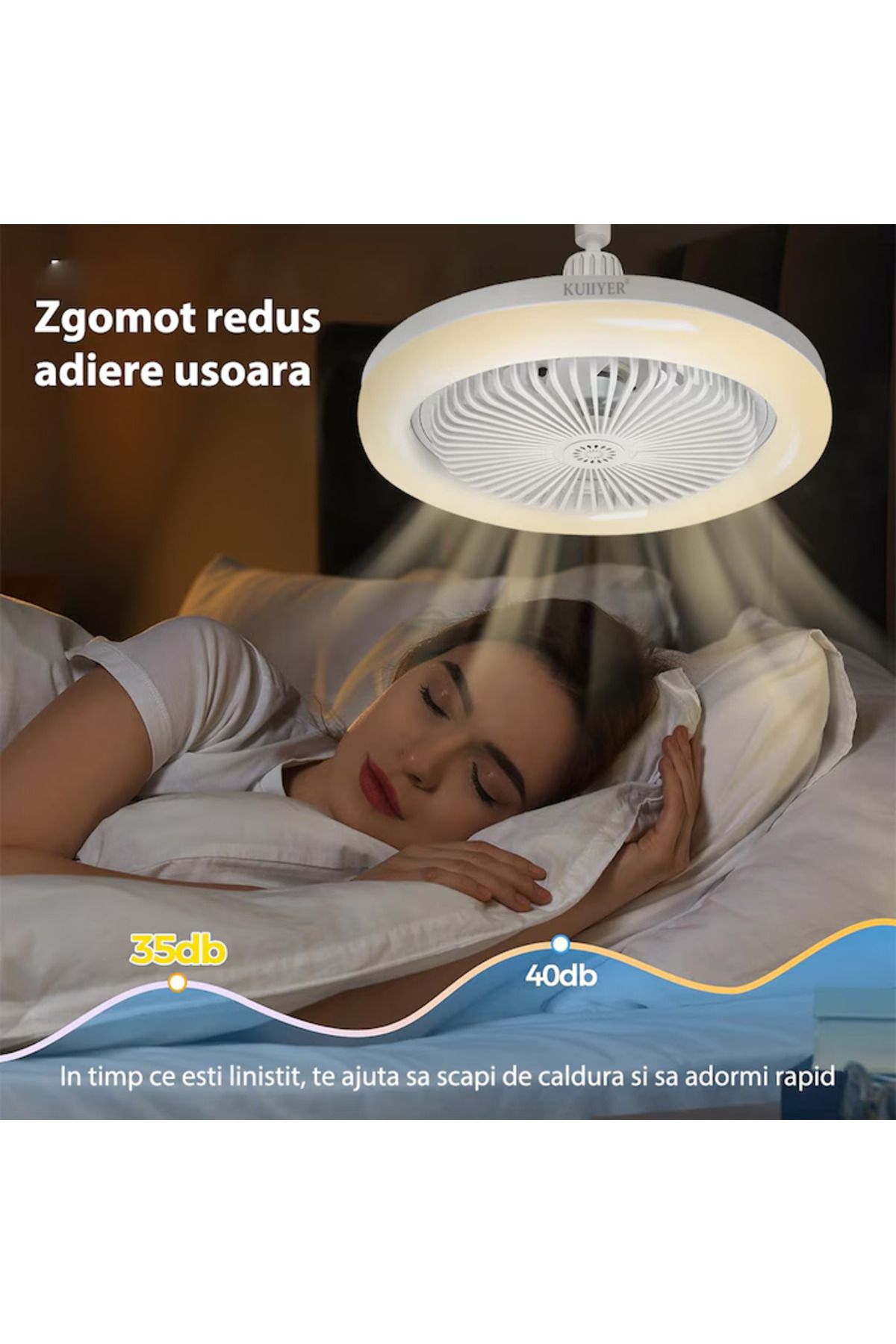 Generic-Ceiling fan, with remote control, 3 speeds, made of ABS, with ambient light, white 2