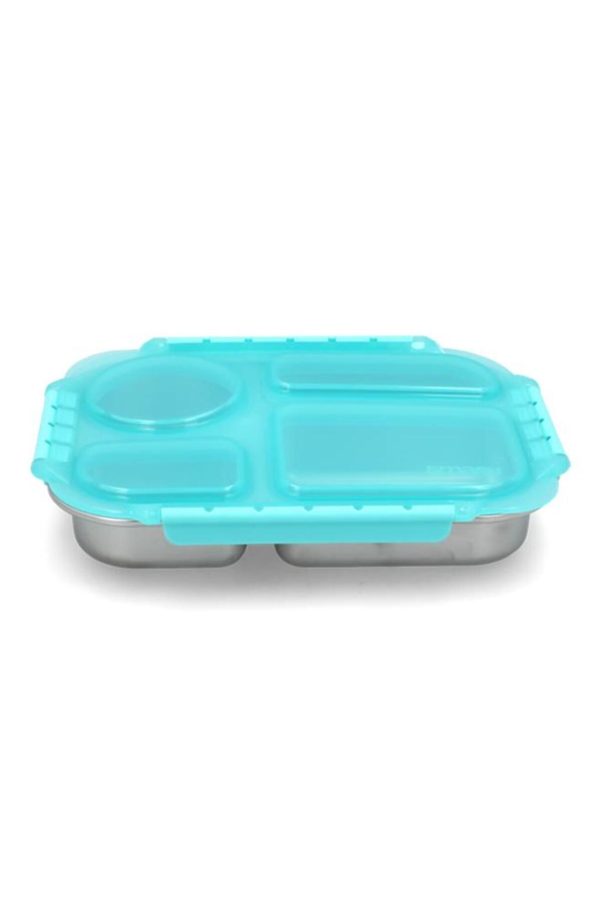 Generic-smash 4-Compartment Leak Proof Microwave Safe Stainless Steel Bento Box Aqua and Silver 850ml 11243 2