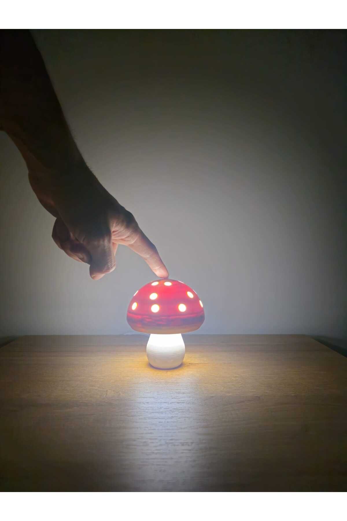 higistore GlowShroom™ - Fosforlu LED Mantar Gece Lambası (Push Butonlu, 3 Renk Seçeneği