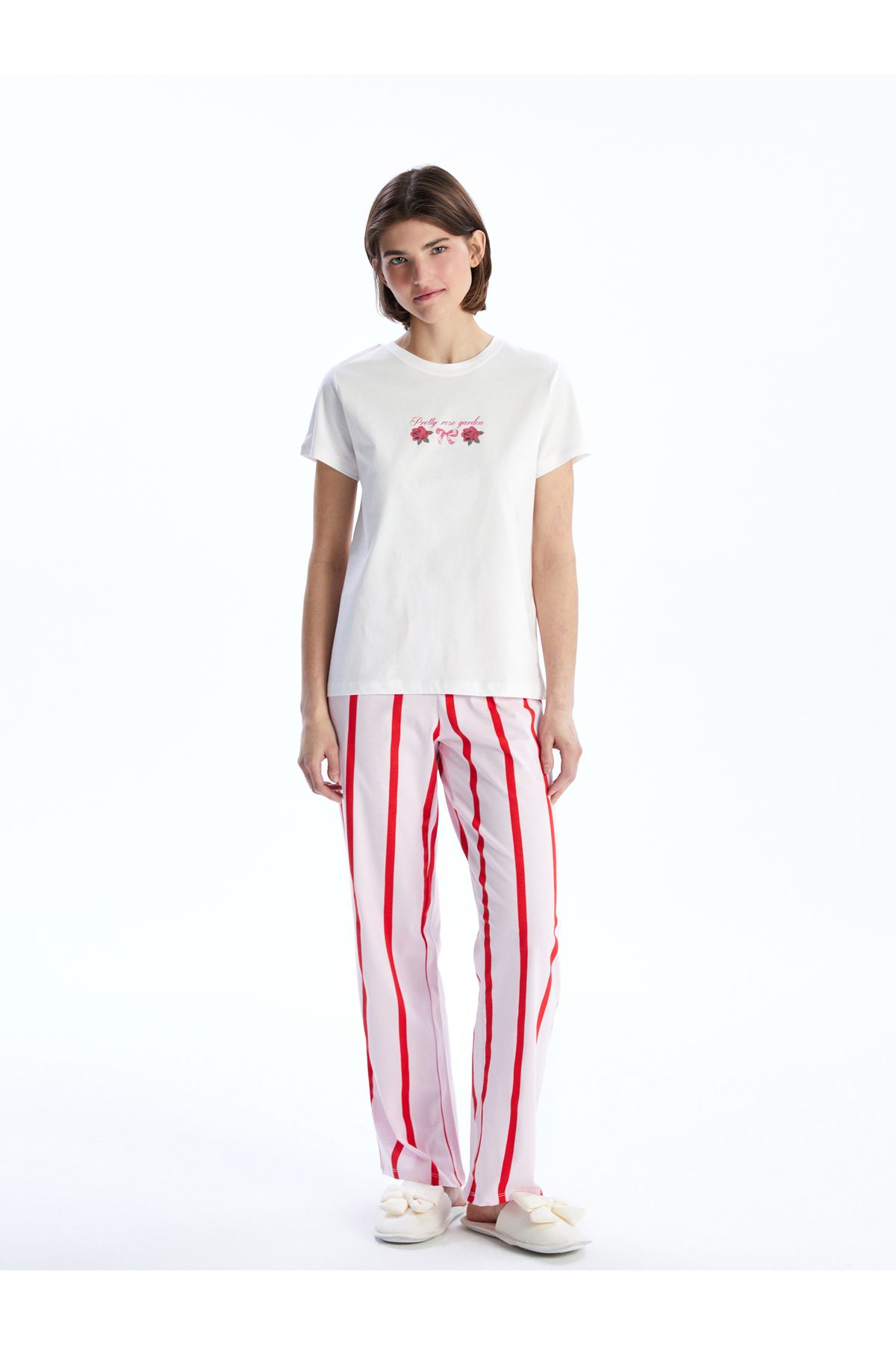 LC Waikiki Bisiklet Yaka Baskılı Kadın Pijama Takımı