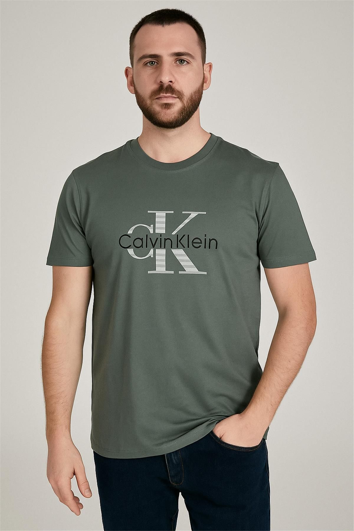 Calvin BİSİKLET YAKA TSHİRT YEŞİL CALVİNKLEİN