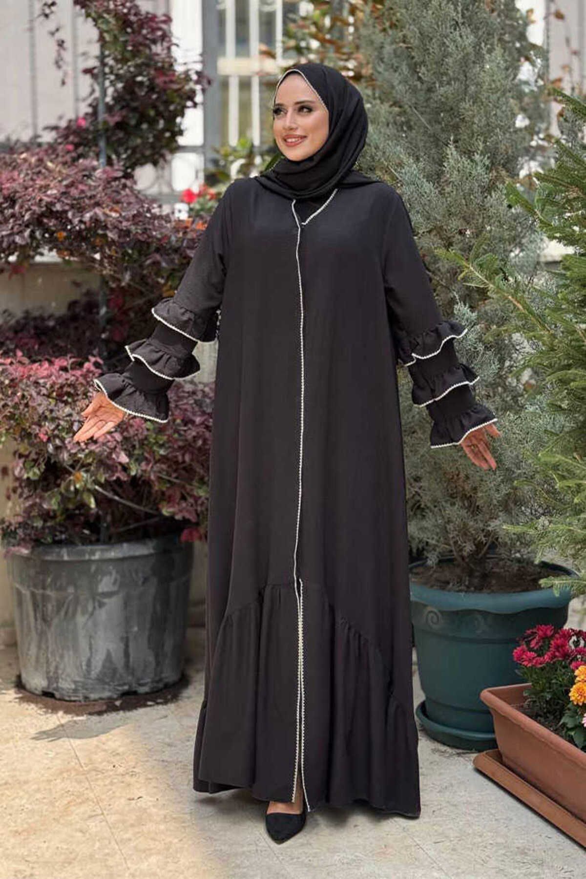 Bym Fashion Şal ve Ferace İkili Takım 70018 Siyah