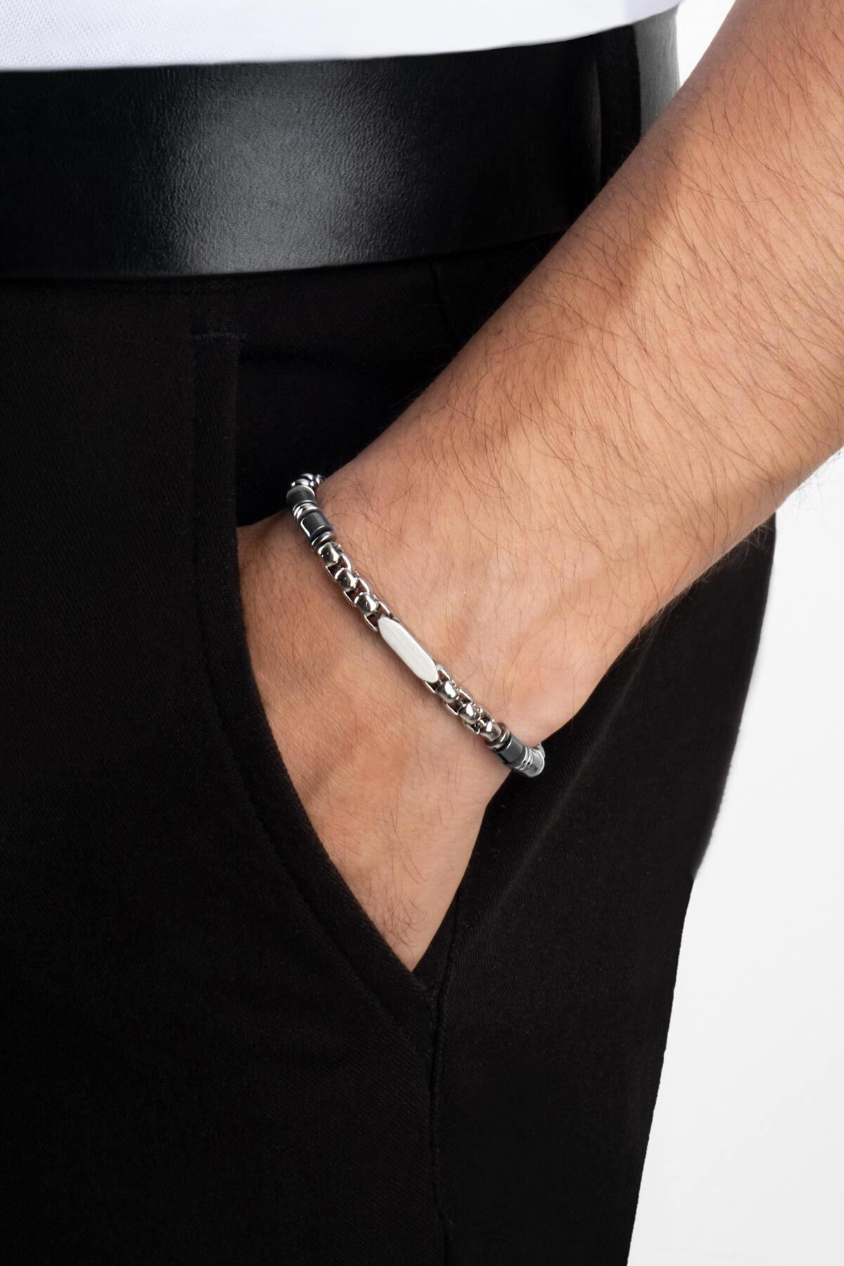 So CHIC... Hematit Taşlı Çelik Erkek Bileklik görsel 2